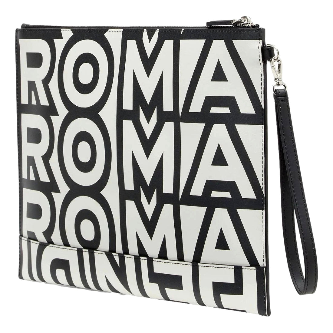 Fendi by Marc Jacobs Roma Black White Large Leather Clutch - Handbags, Wallets & Cases