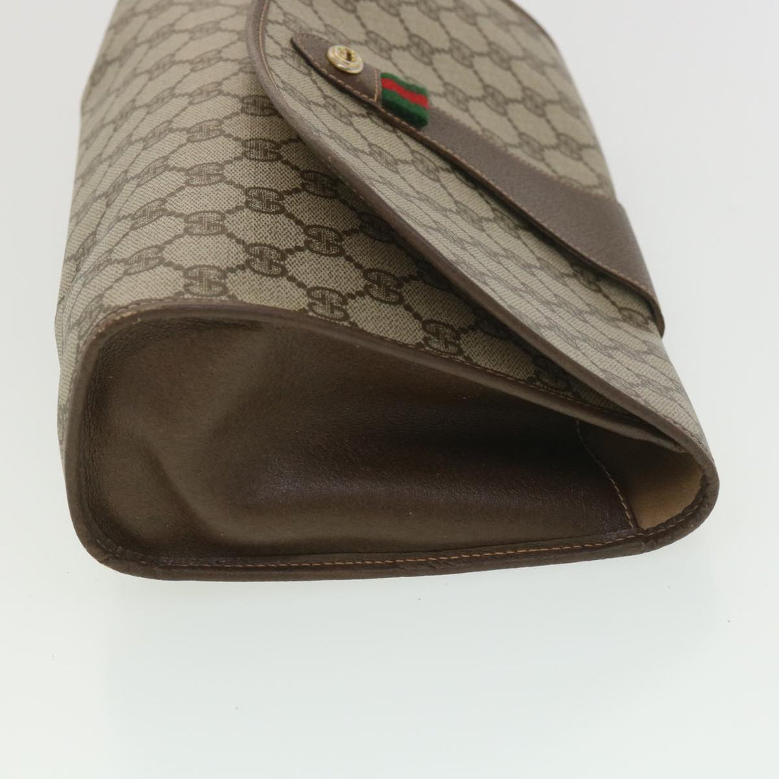 GUCCI GG Canvas Web Sherry Line Clutch Bag Beige Red 156.01.031  fm2132 - Gucci