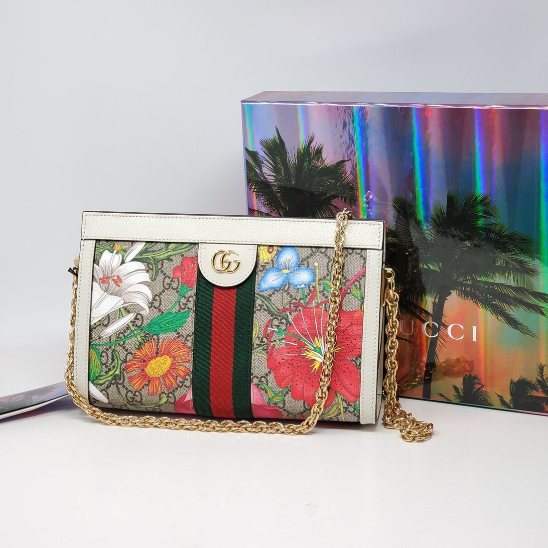 Gucci Ophidia GG Flora White Clutch & Shoulder Bag - Bag