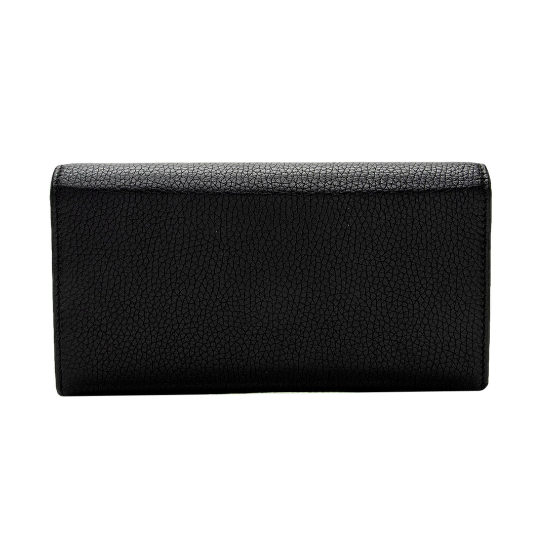Gucci Soho Cellarius Black Long Flap Wallet Clutch Black Pebbled Leather - Wallets
