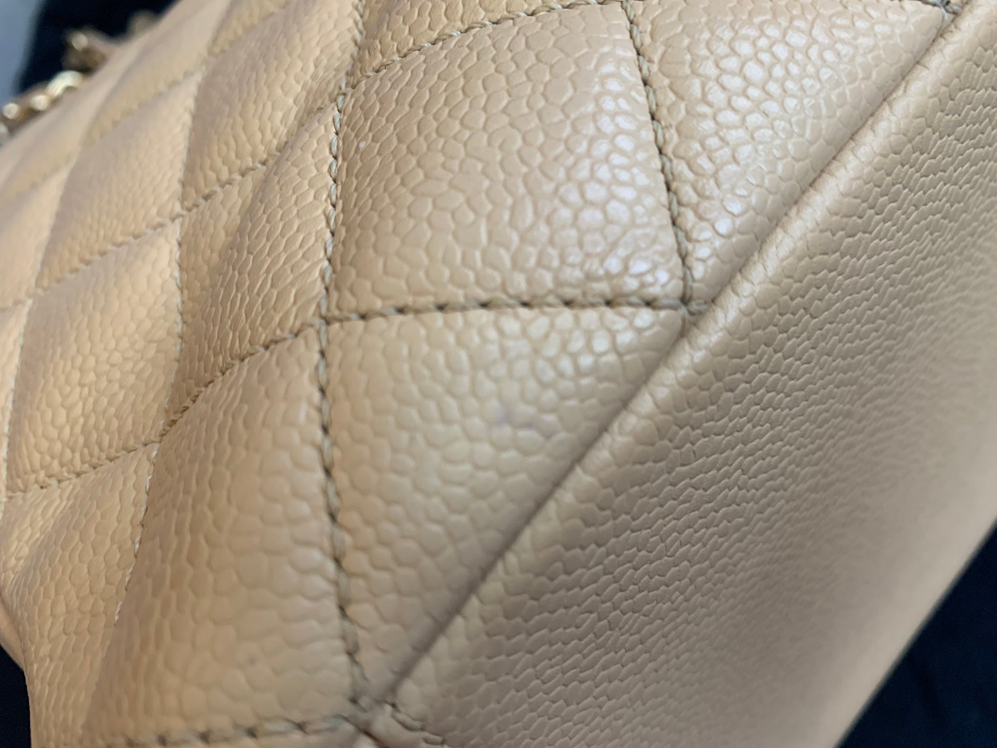 Chanel Beige Caviar Grand Shopper Tote with gold hardware (GST) - 19