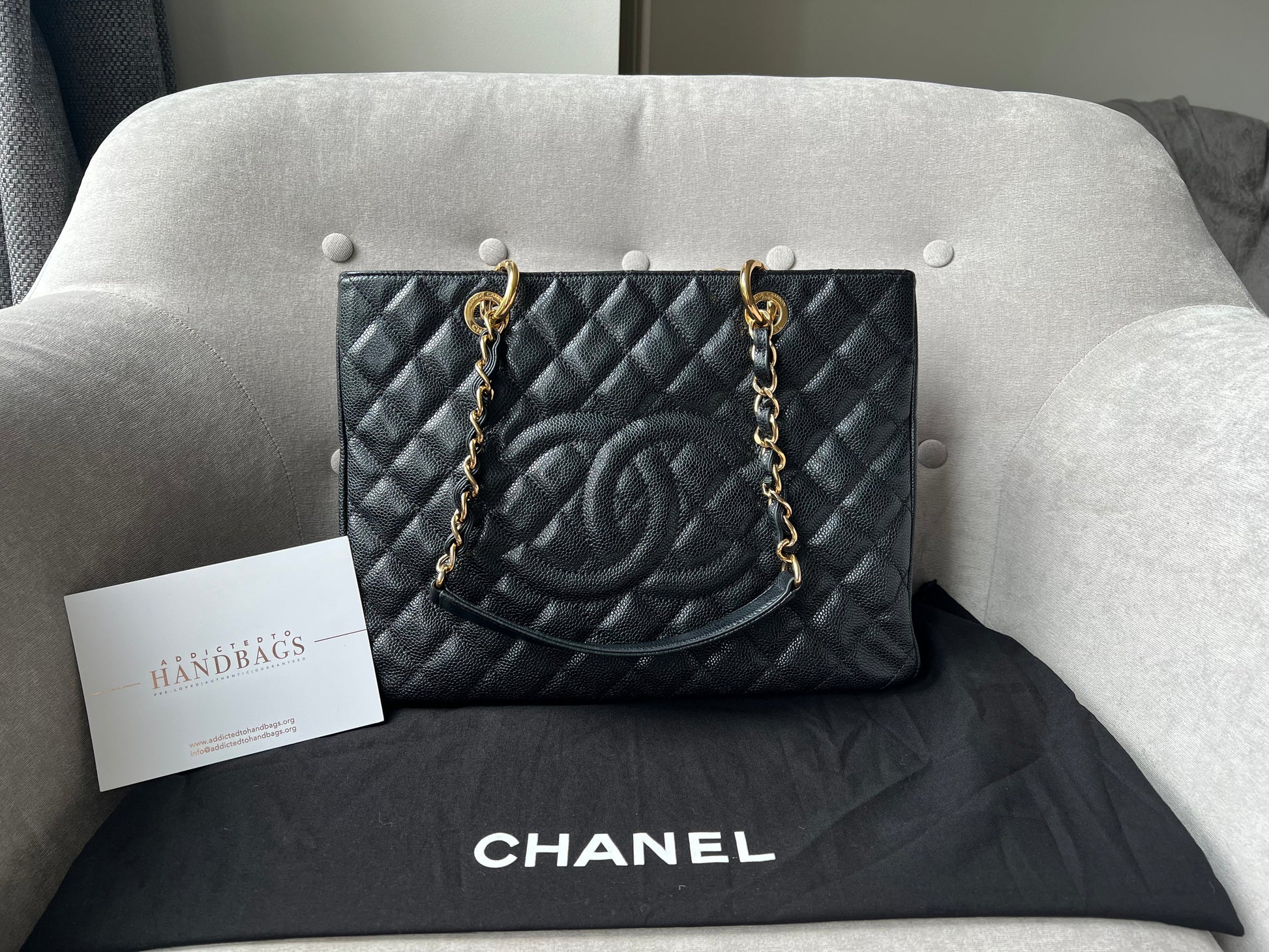 Chanel Black Caviar Grand Shopper Tote Gold Hardware (GST) - 26