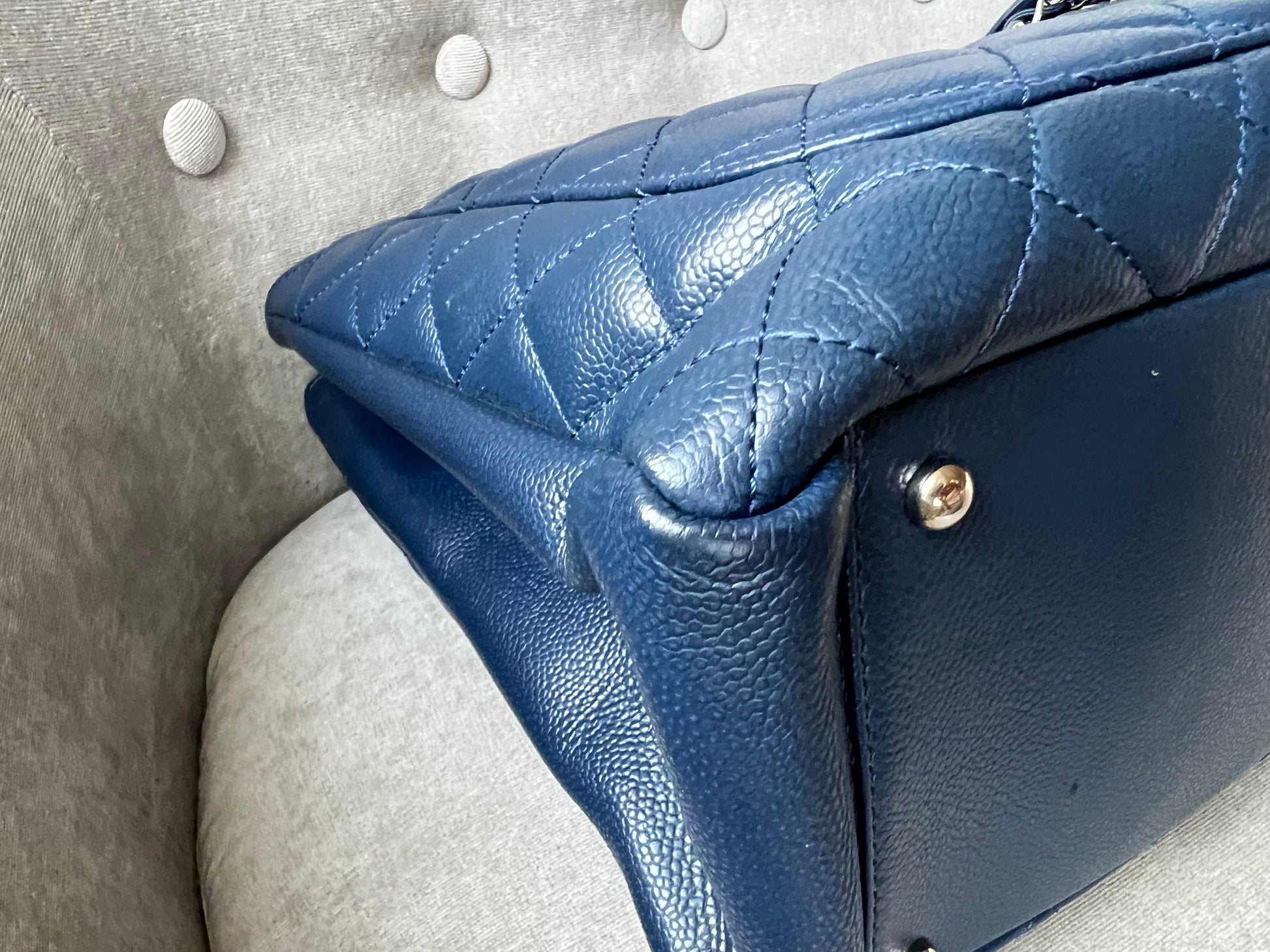 Chanel XL Dark Blue Caviar Grand Shopper Tote (GST) - 24