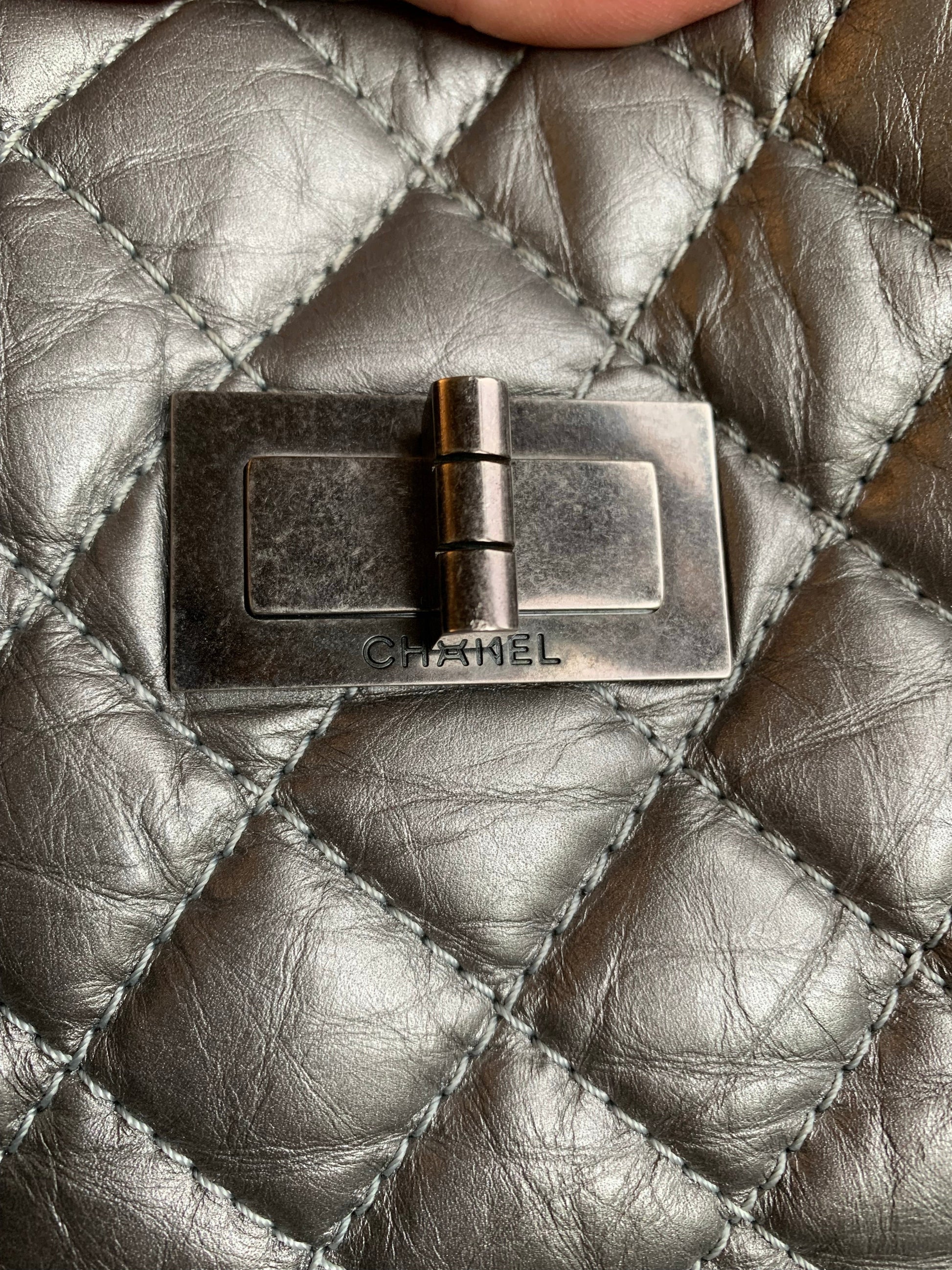 Chanel Large 2.55 Silver Grey Reissue Chain Tote - 7