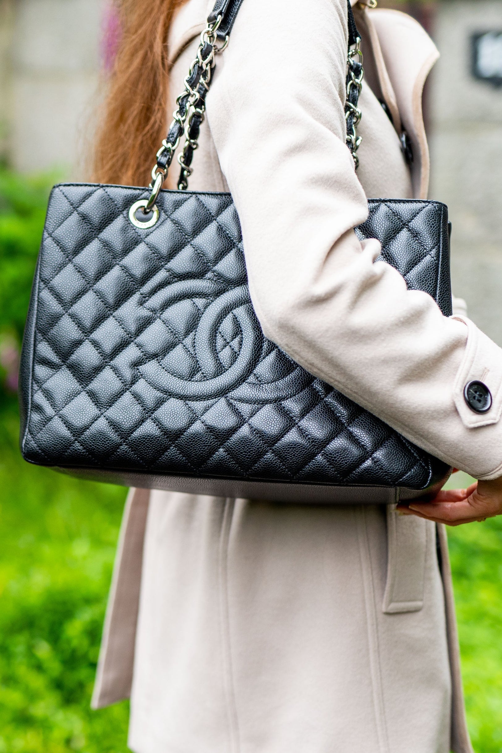 Chanel Light Pink Caviar Grand Shopper Tote with silver hardware (GST) - 3