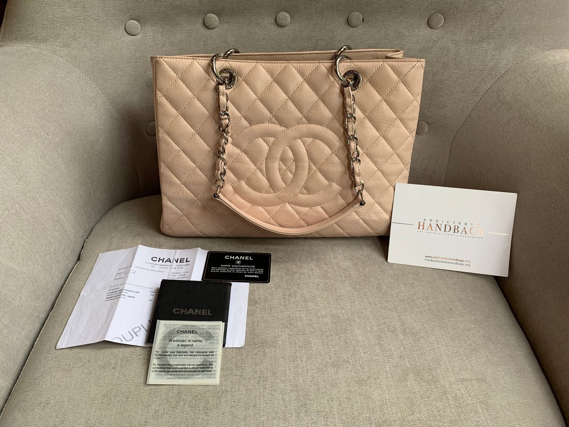 Chanel Light Pink Caviar Grand Shopper Tote with silver hardware (GST) - 37