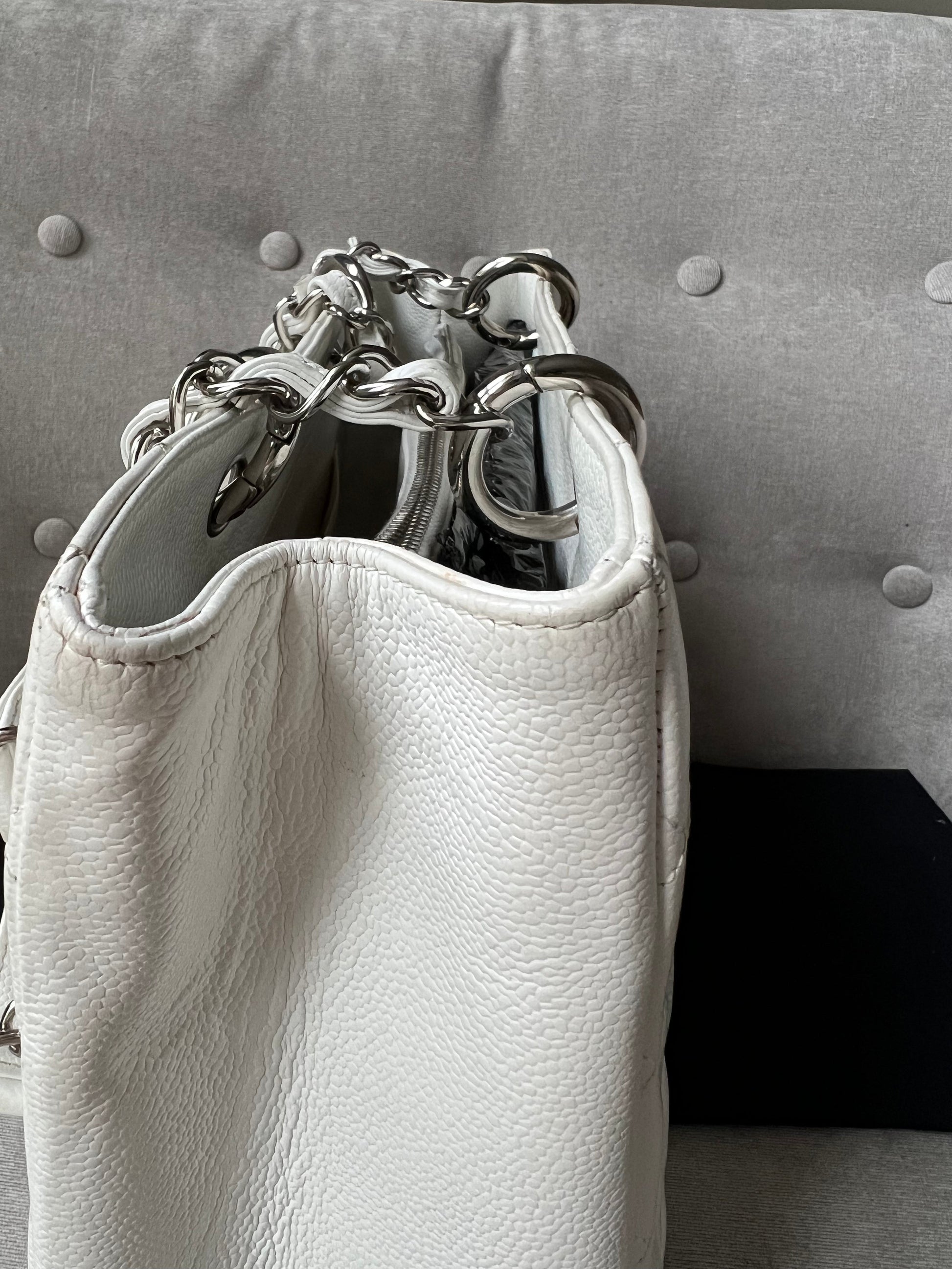 Chanel White Caviar Grand Shopper Tote (GST) - 14