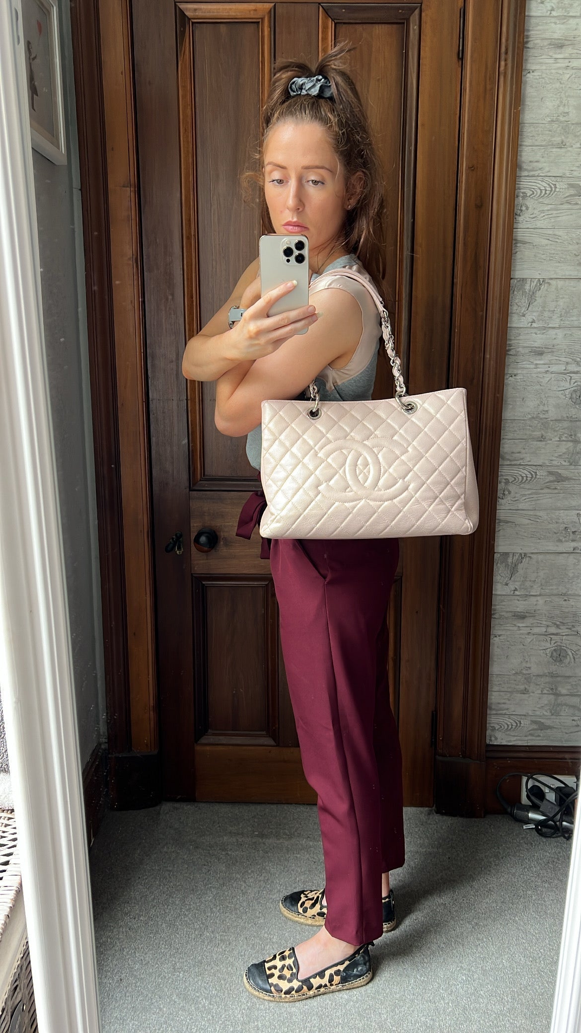 Chanel Light Pink Caviar Grand Shopper Tote with silver hardware (GST) - 2