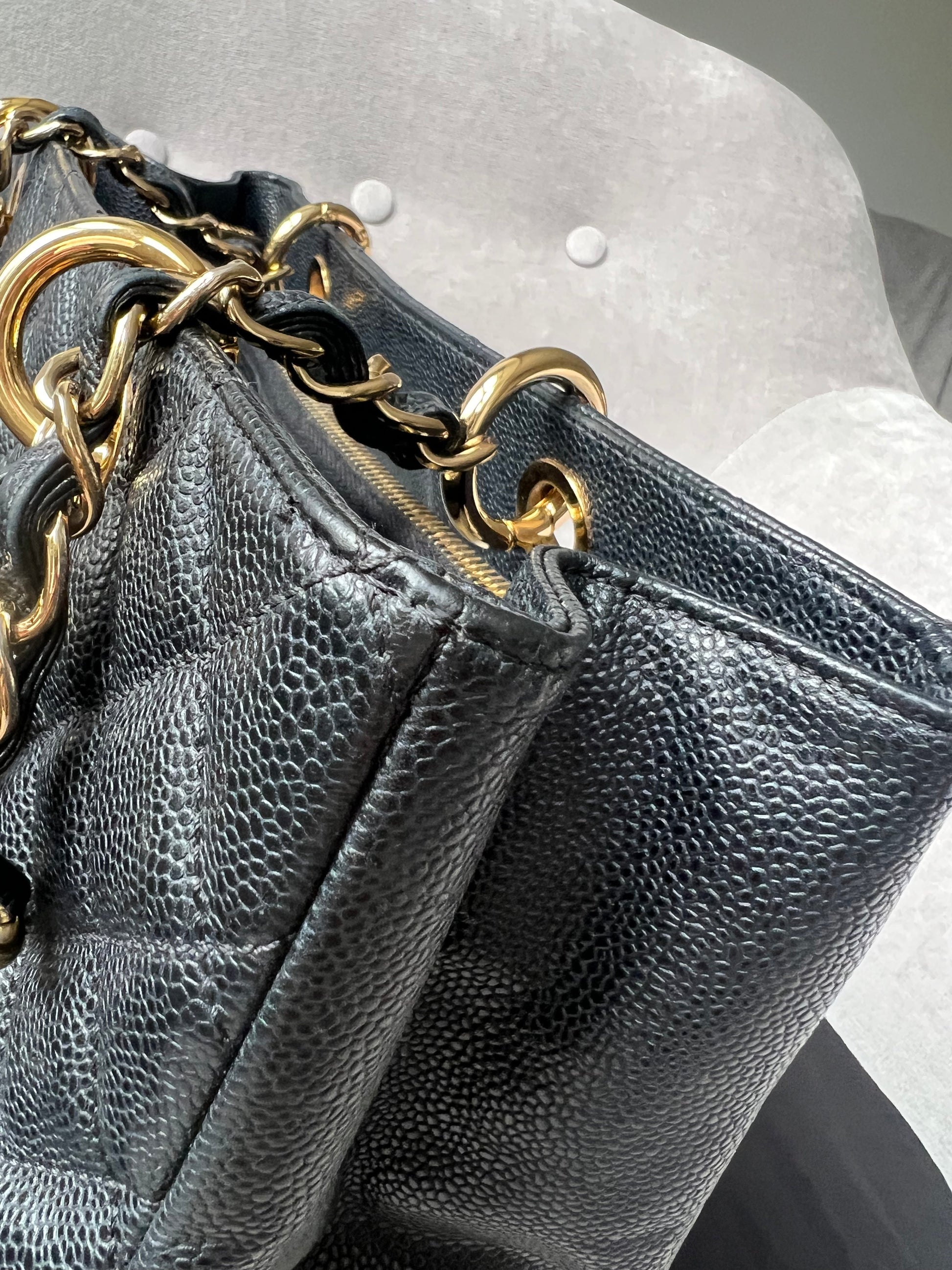 Chanel Black Caviar Grand Shopper Tote Gold Hardware (GST) - 14