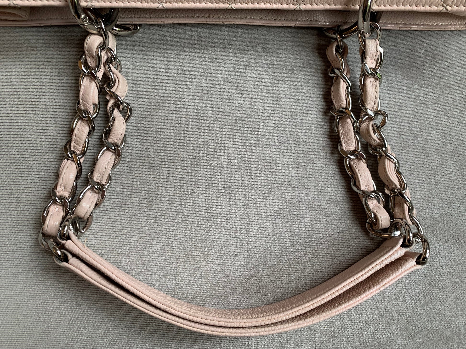 Chanel Light Pink Caviar Grand Shopper Tote with silver hardware (GST) - 36