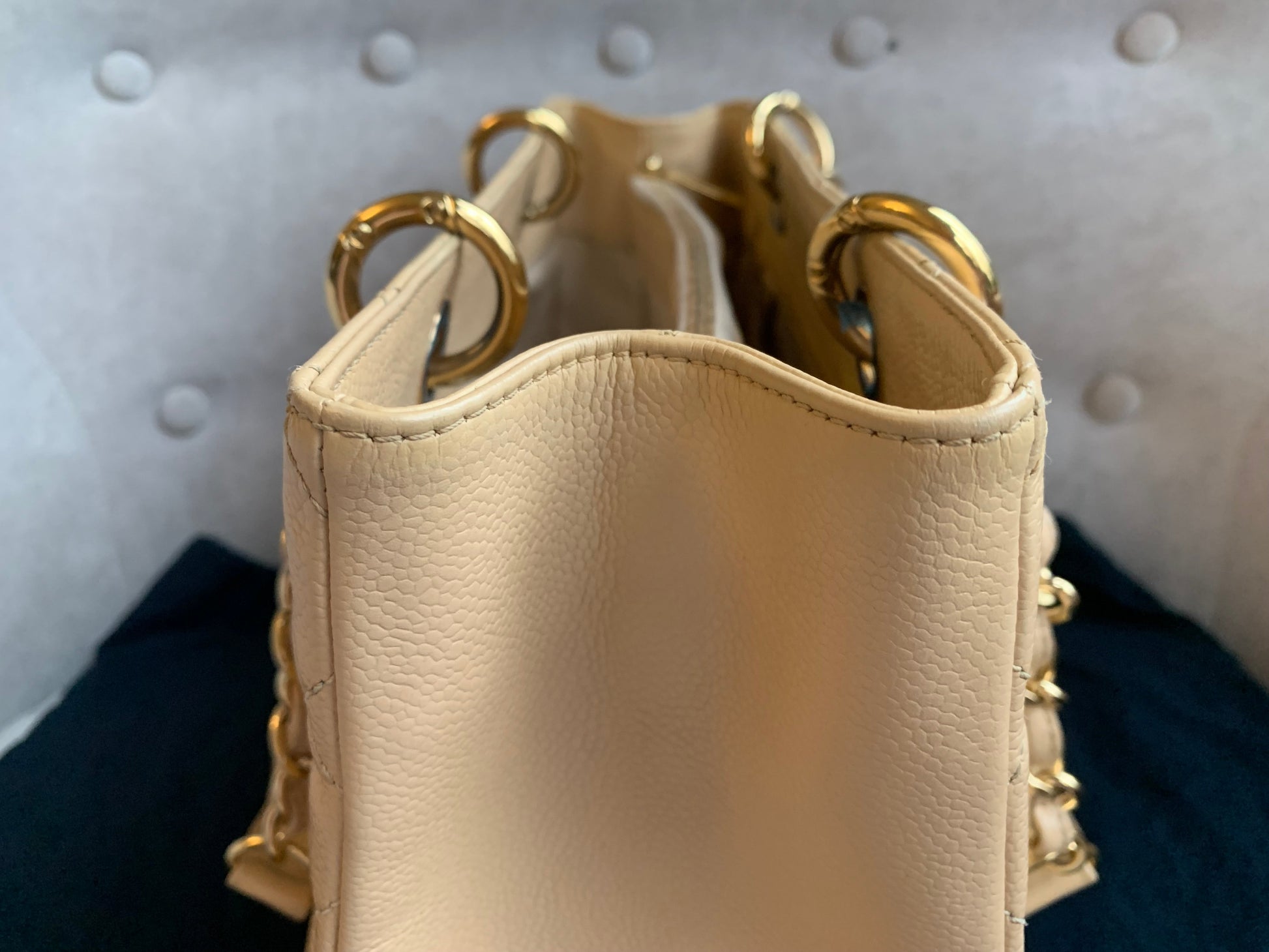 Chanel Beige Caviar Grand Shopper Tote with gold hardware (GST) - 11