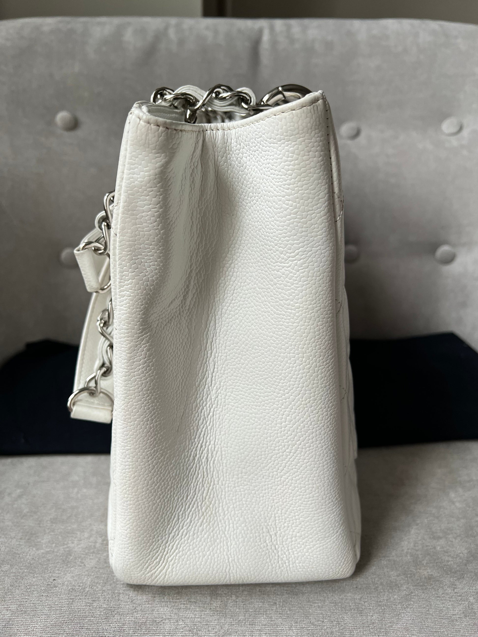Chanel White Caviar Grand Shopper Tote (GST) - 13