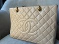 Chanel Beige Caviar Grand Shopper Tote with gold hardware (GST) - 5