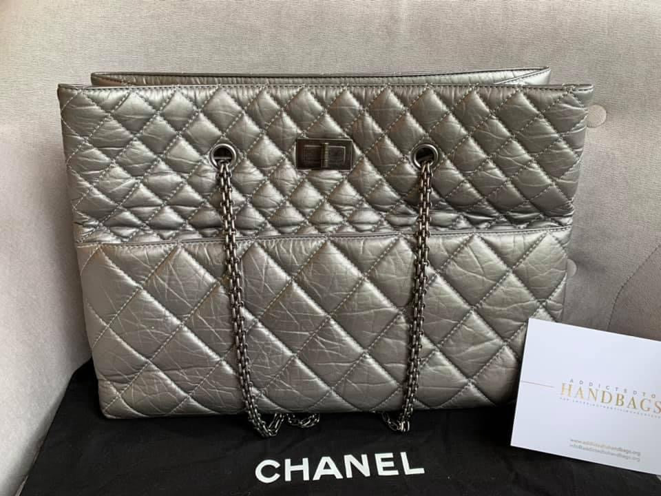 Chanel Large 2.55 Silver Grey Reissue Chain Tote - 28