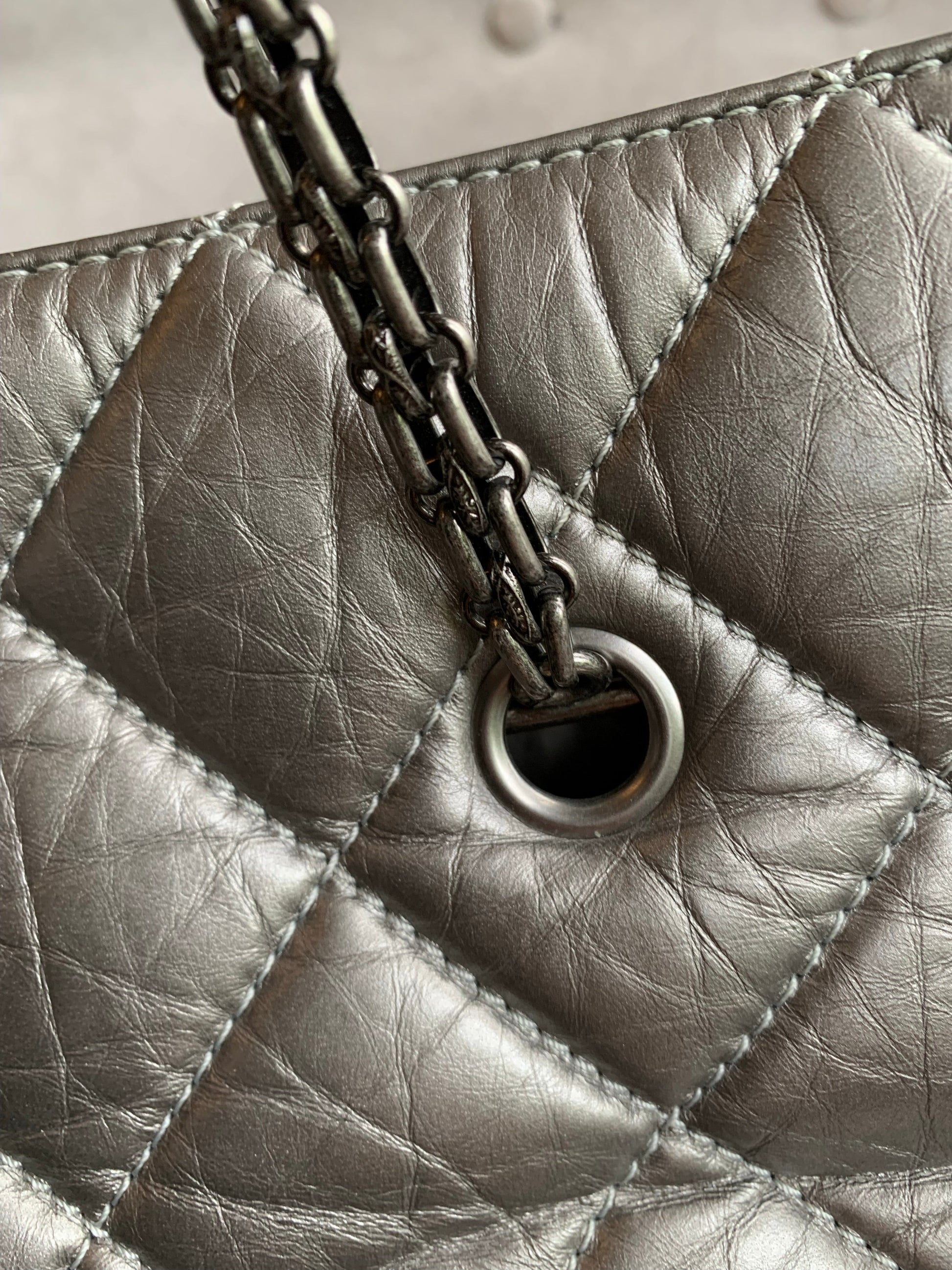 Chanel Large 2.55 Silver Grey Reissue Chain Tote - 5