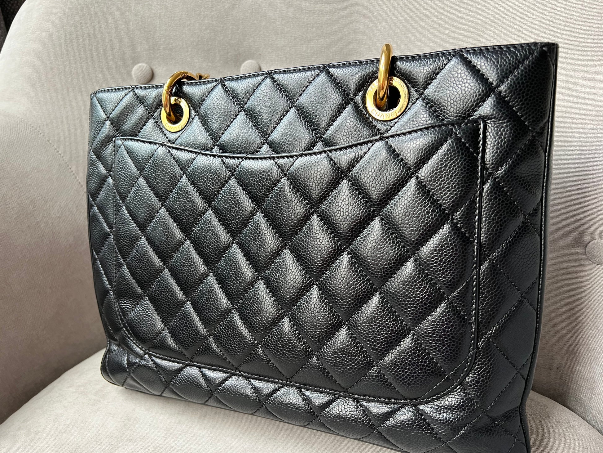 Chanel Black Caviar Grand Shopper Tote Gold Hardware (GST) - 11