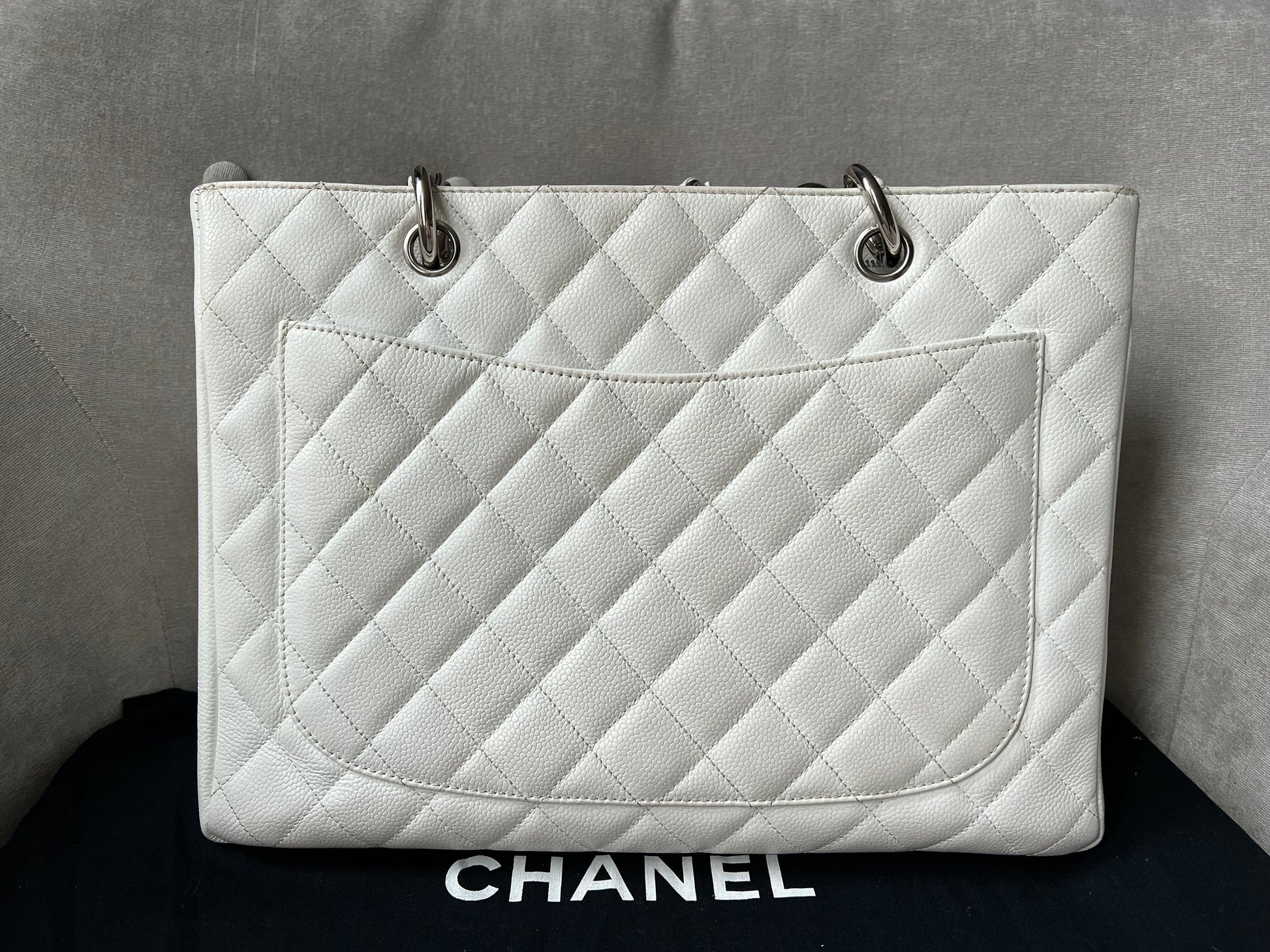 Chanel White Caviar Grand Shopper Tote (GST) - 11