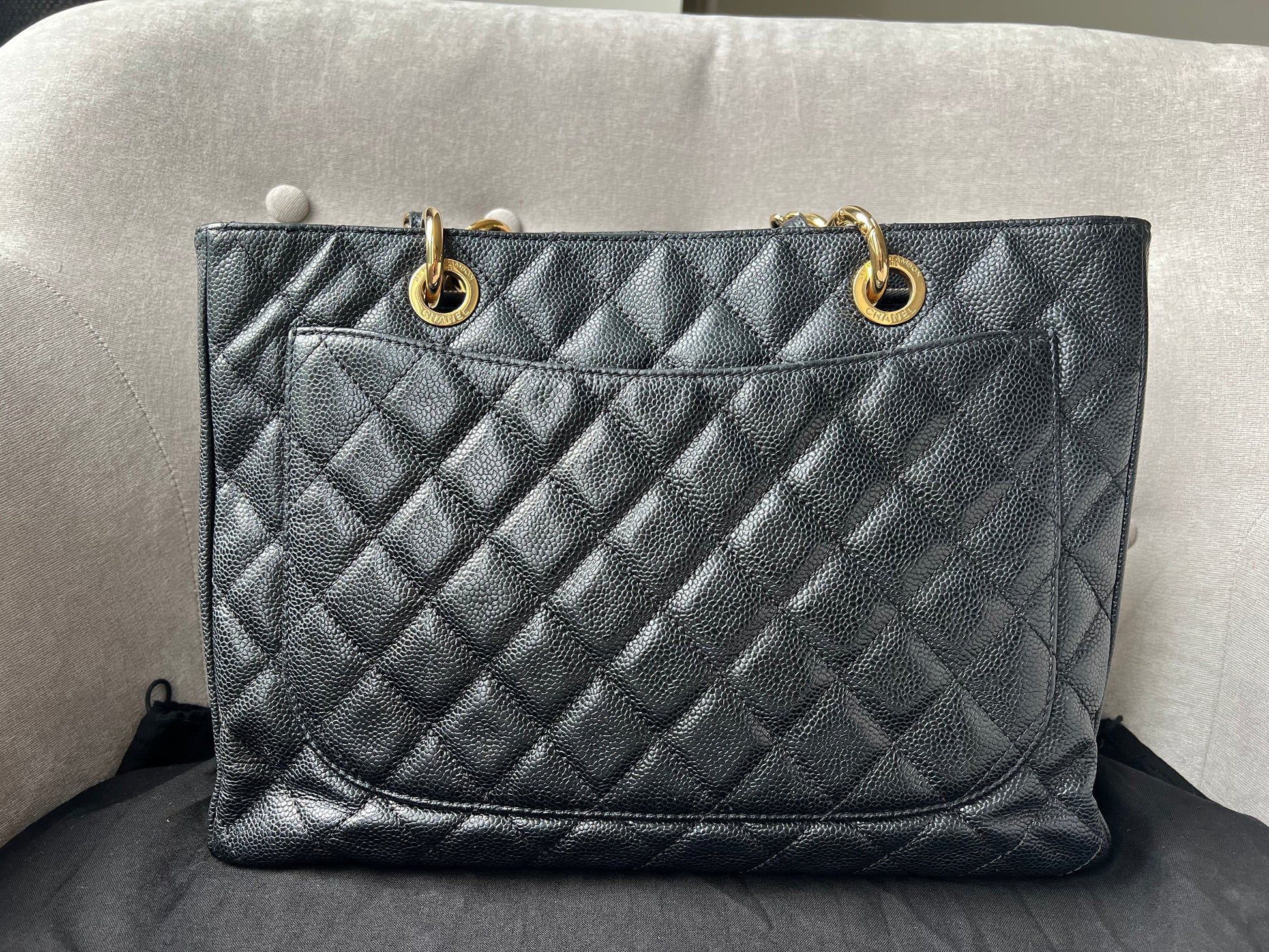 Chanel Black Caviar Grand Shopper Tote Gold Hardware (GST) - 9