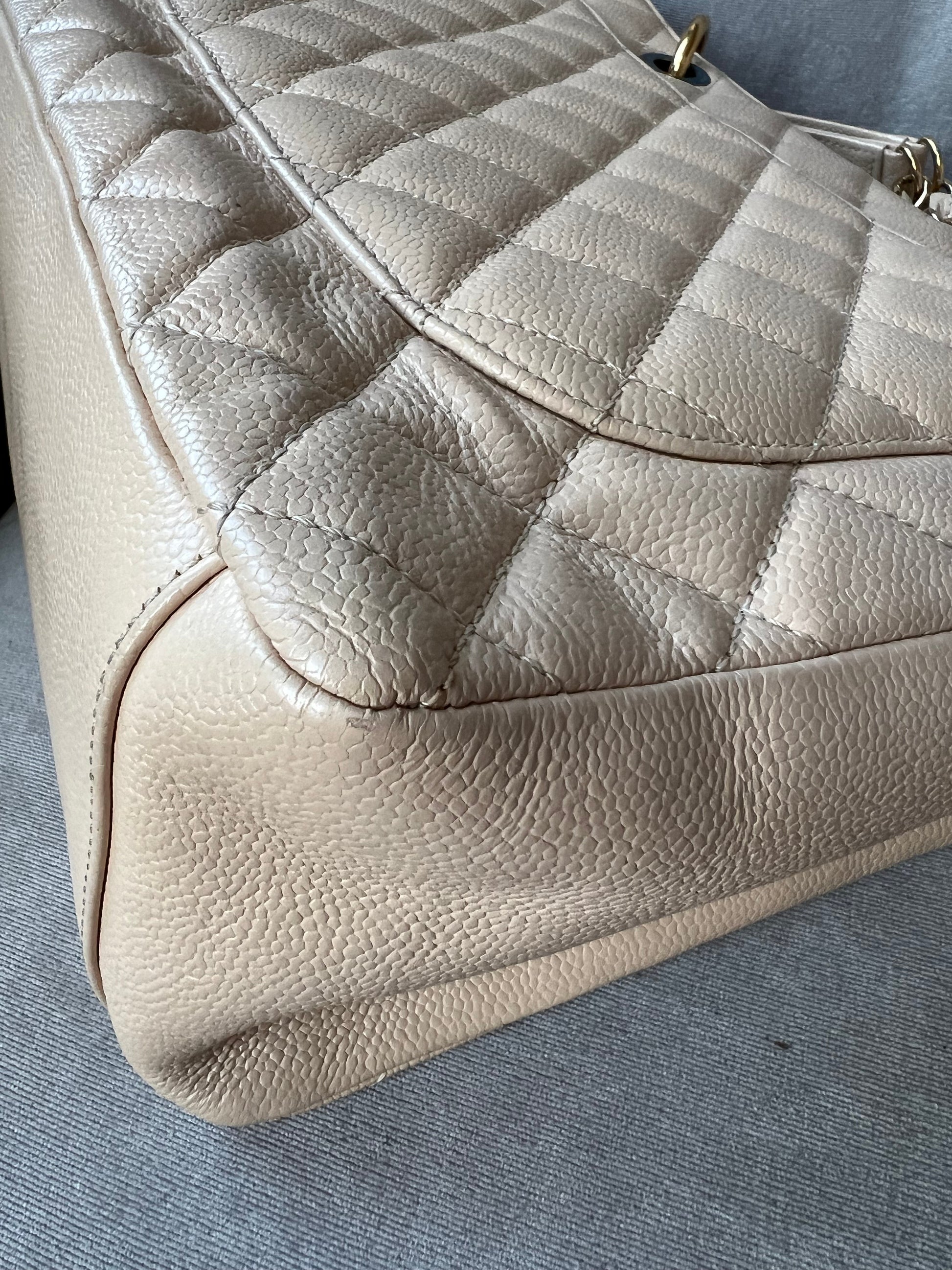 Chanel Beige Caviar Grand Shopper Tote with gold hardware (GST) - 22