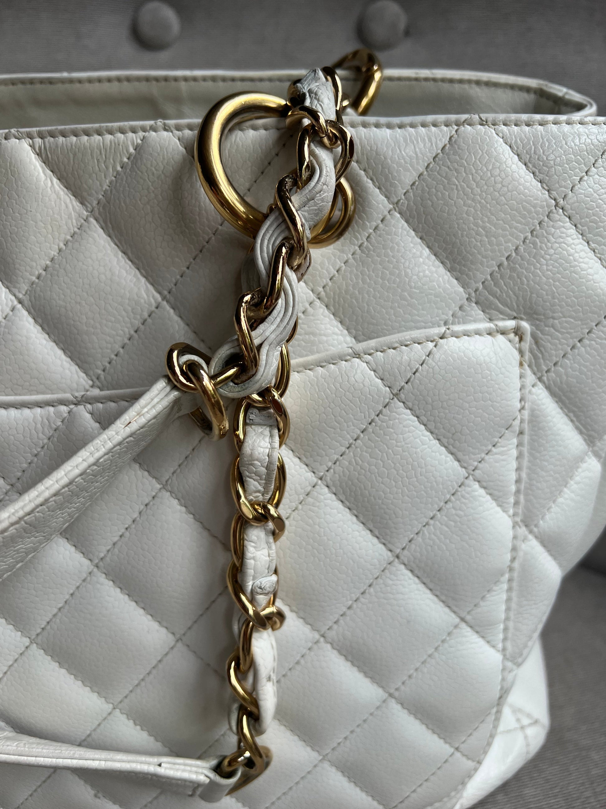 Chanel White Caviar Grand Shopper Tote (GST) - 8