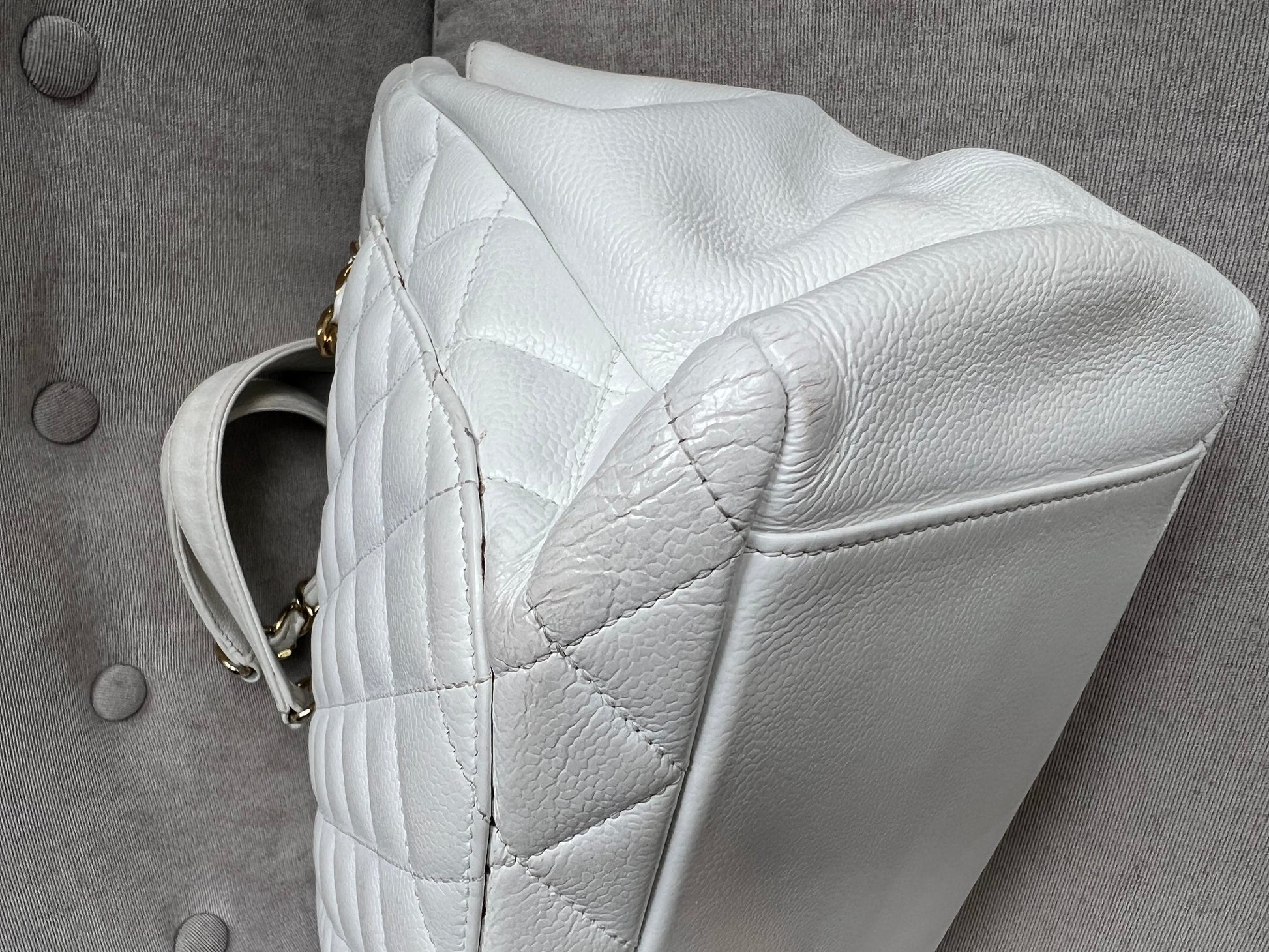 Chanel White Caviar Grand Shopper Tote (GST) - 16