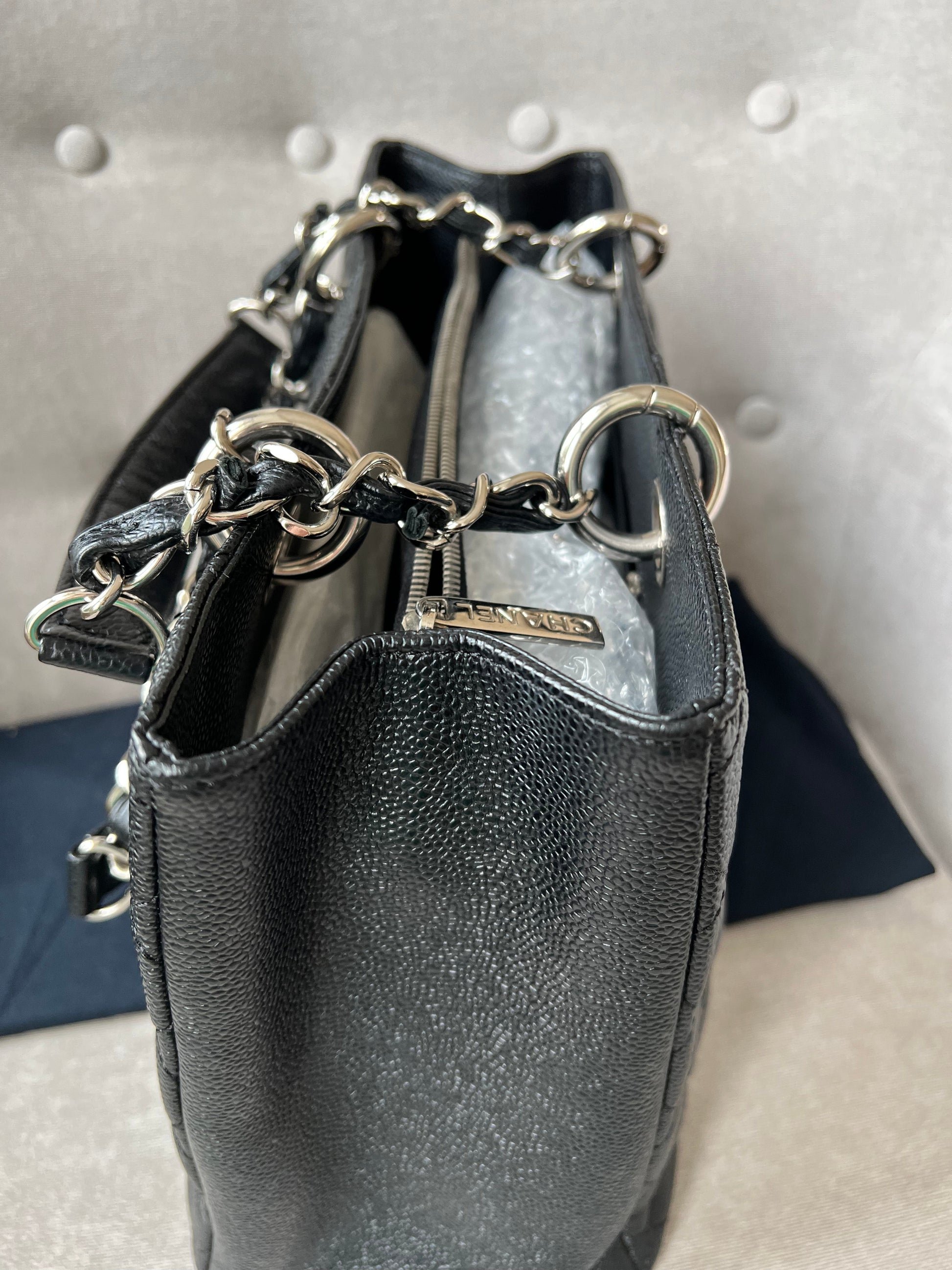 Chanel Black Caviar Grand Shopper Tote (GST) Silver Hardware - 12