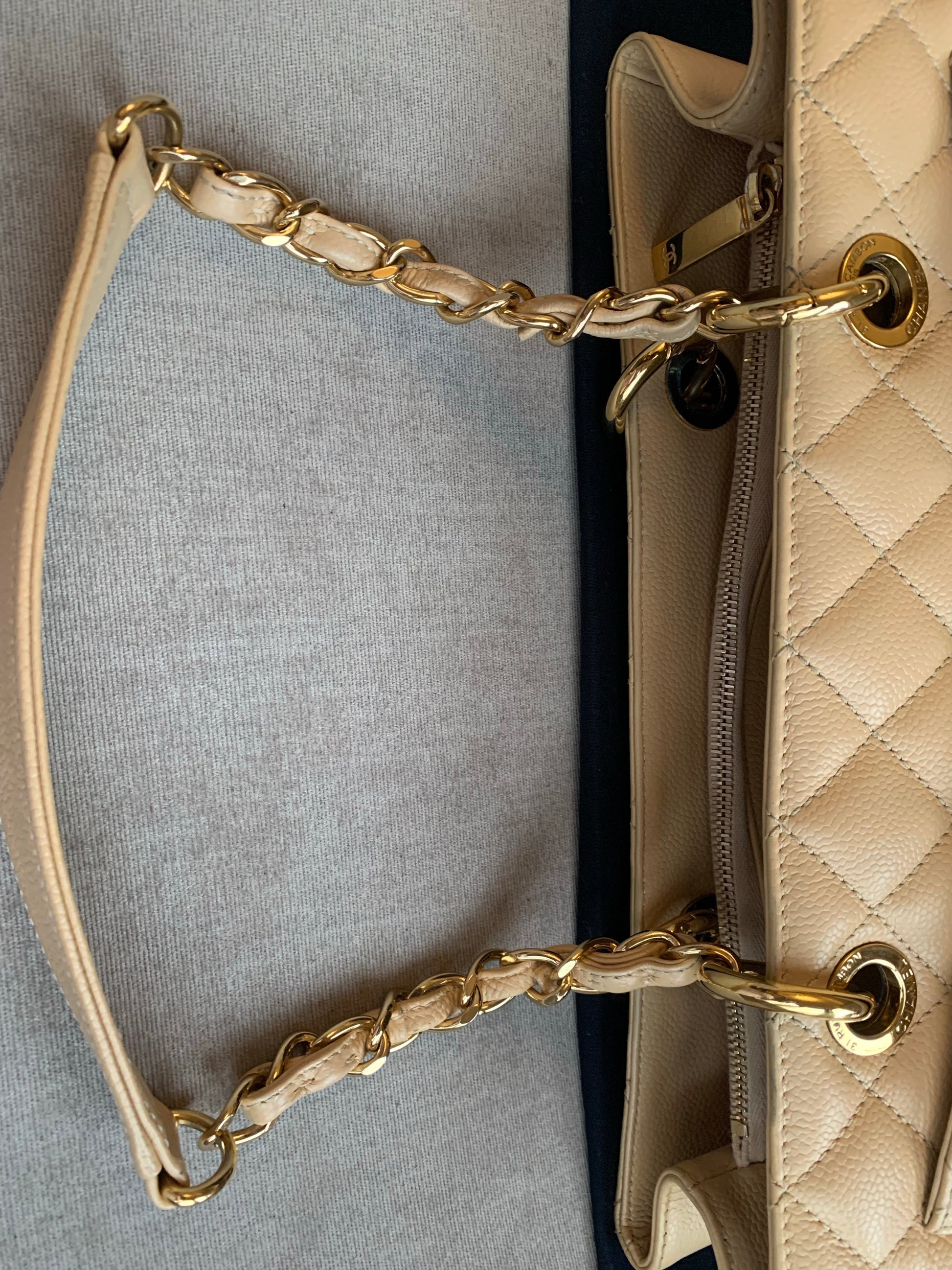 Chanel Beige Caviar Grand Shopper Tote with gold hardware (GST) - 29