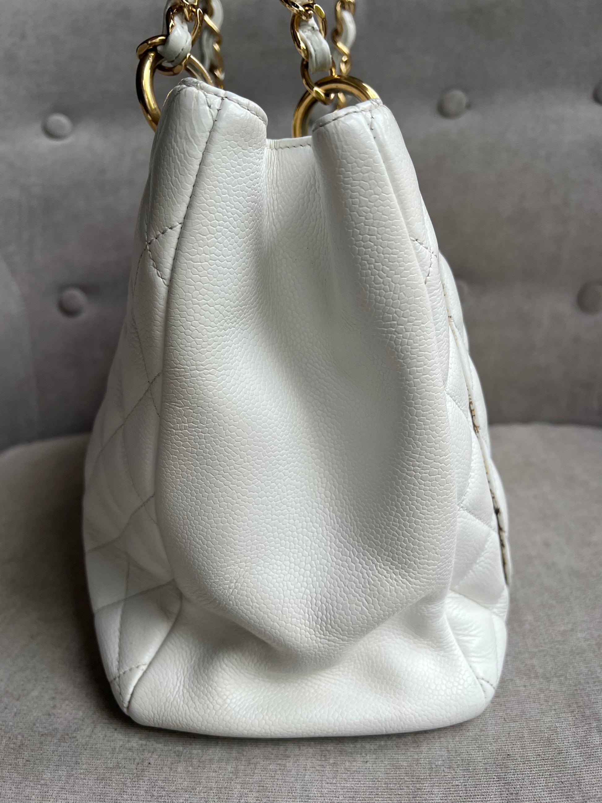 Chanel White Caviar Grand Shopper Tote (GST) - 11