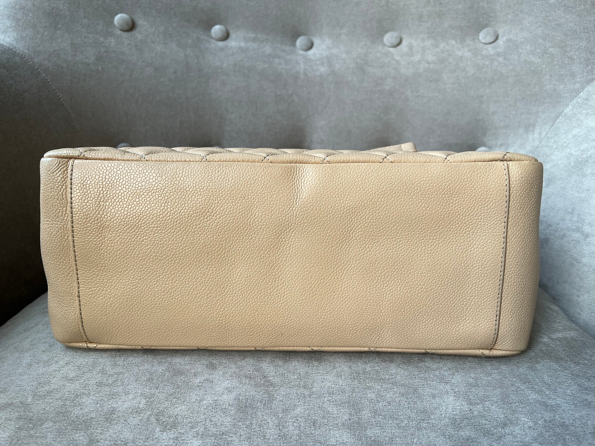 Chanel Beige Caviar Grand Shopper Tote with gold hardware (GST) - 18