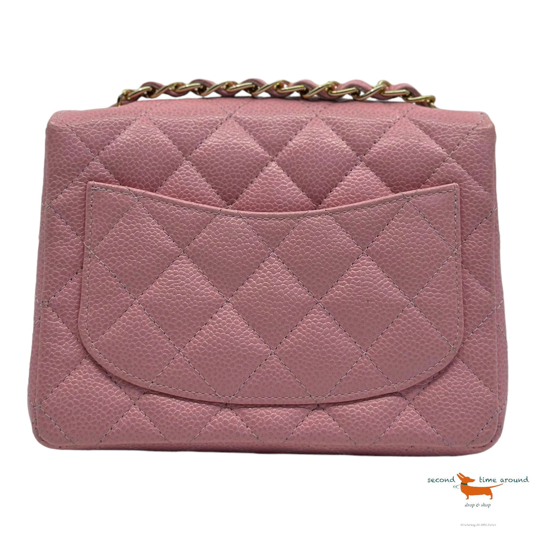 Chanel Classic Single Flap Mini Square Pink Caviar Bag - Handbag & Wallet Accessories