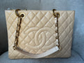 Chanel Beige Caviar Grand Shopper Tote with gold hardware (GST) - 3
