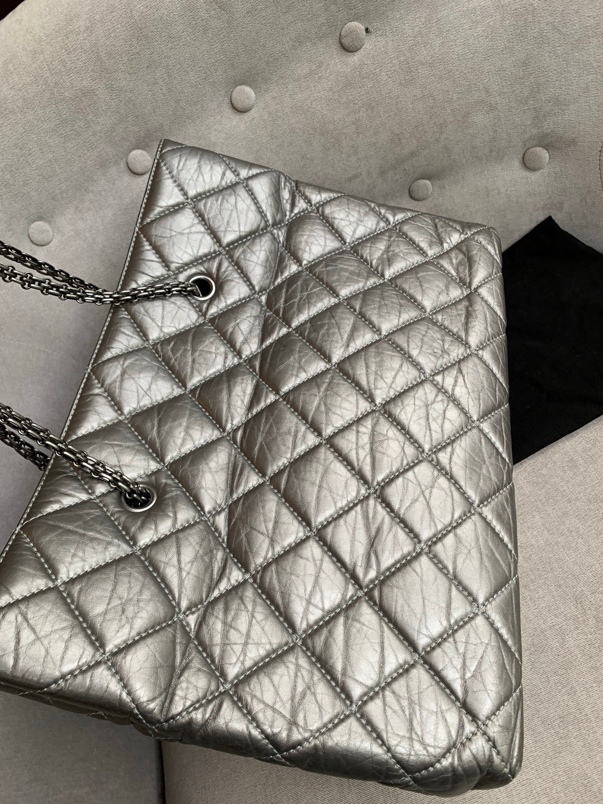 Chanel Large 2.55 Silver Grey Reissue Chain Tote - 14
