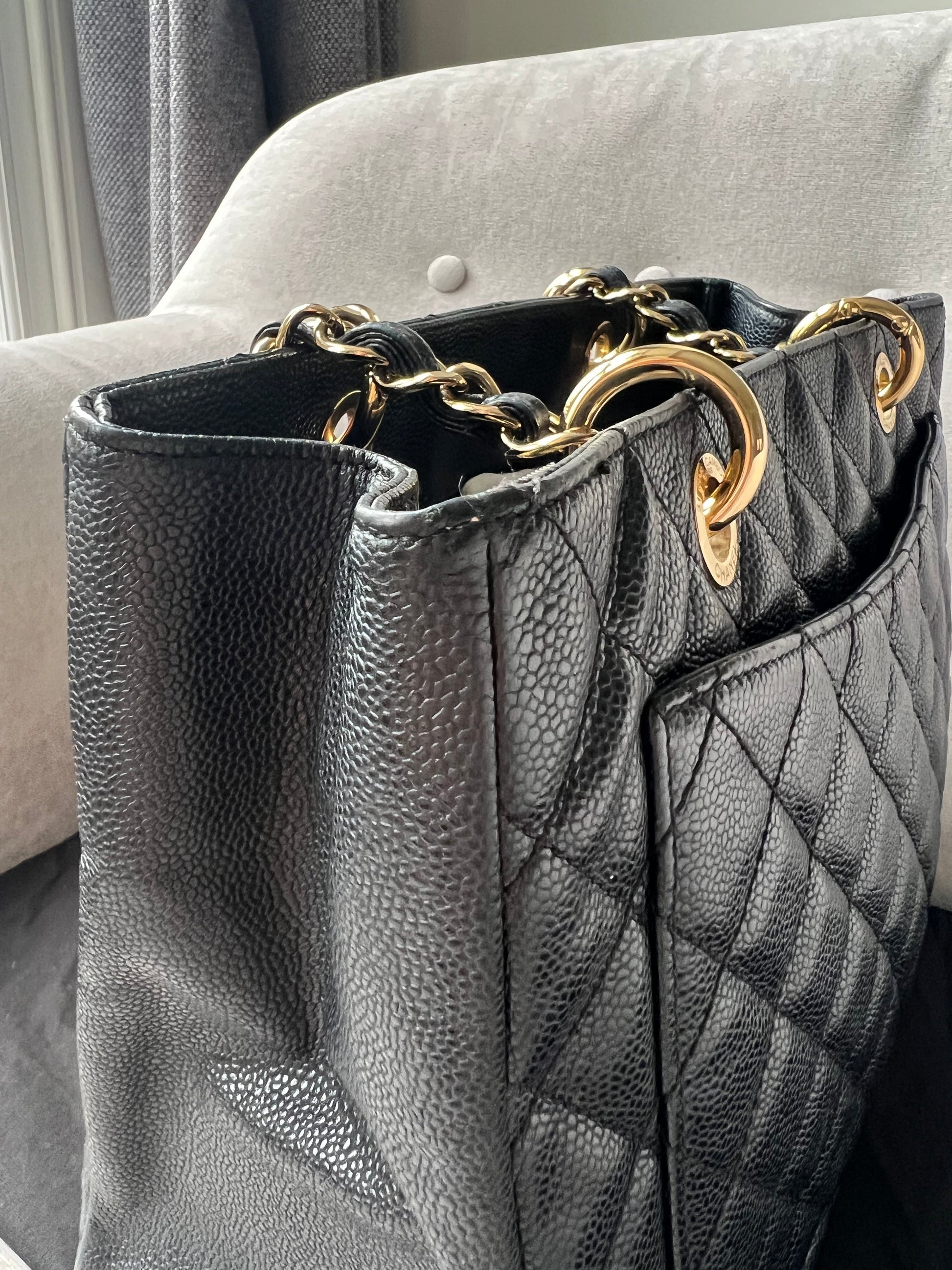 Chanel Black Caviar Grand Shopper Tote Gold Hardware (GST) - 13