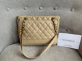 Chanel Vintage Beige Caviar Chain Tote - 29
