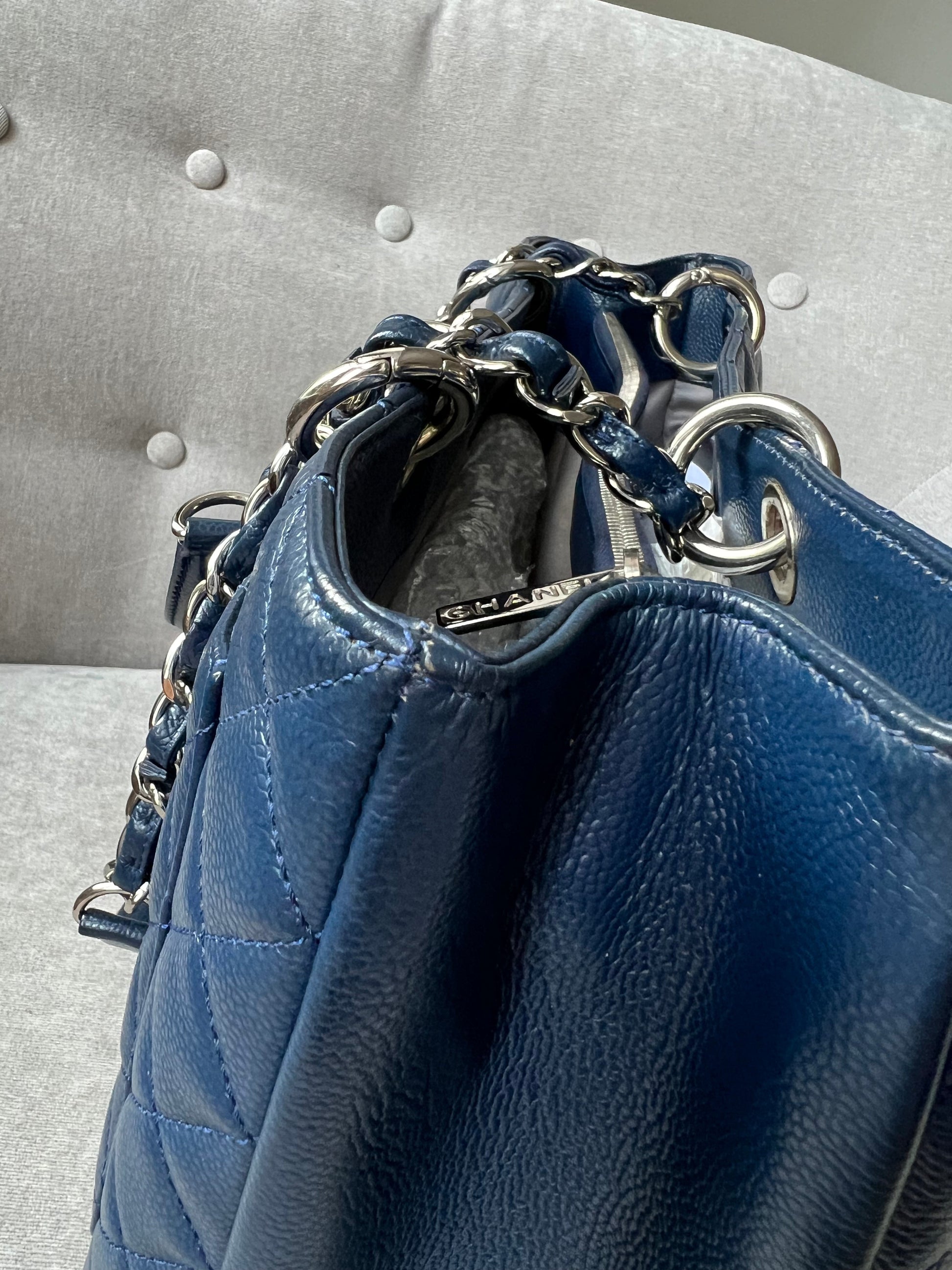 Chanel XL Dark Blue Caviar Grand Shopper Tote (GST) - 13