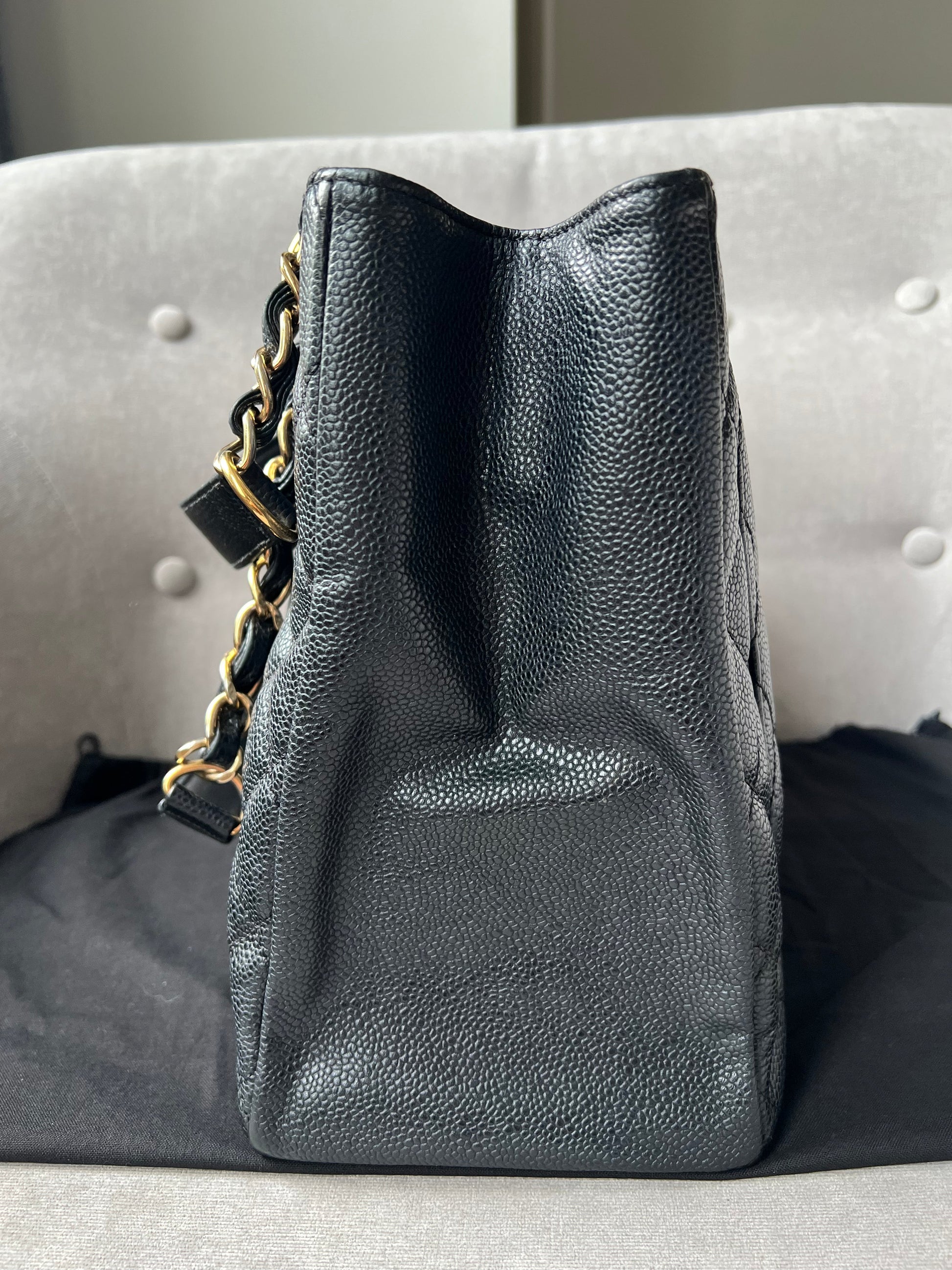 Chanel Black Caviar Grand Shopper Tote Gold Hardware (GST) - 12