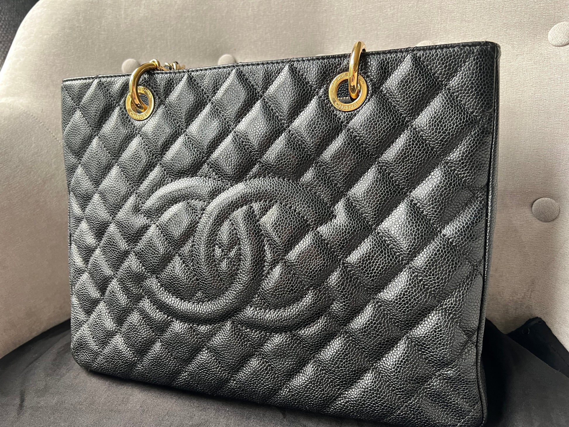 Chanel Black Caviar Grand Shopper Tote Gold Hardware (GST) - 5