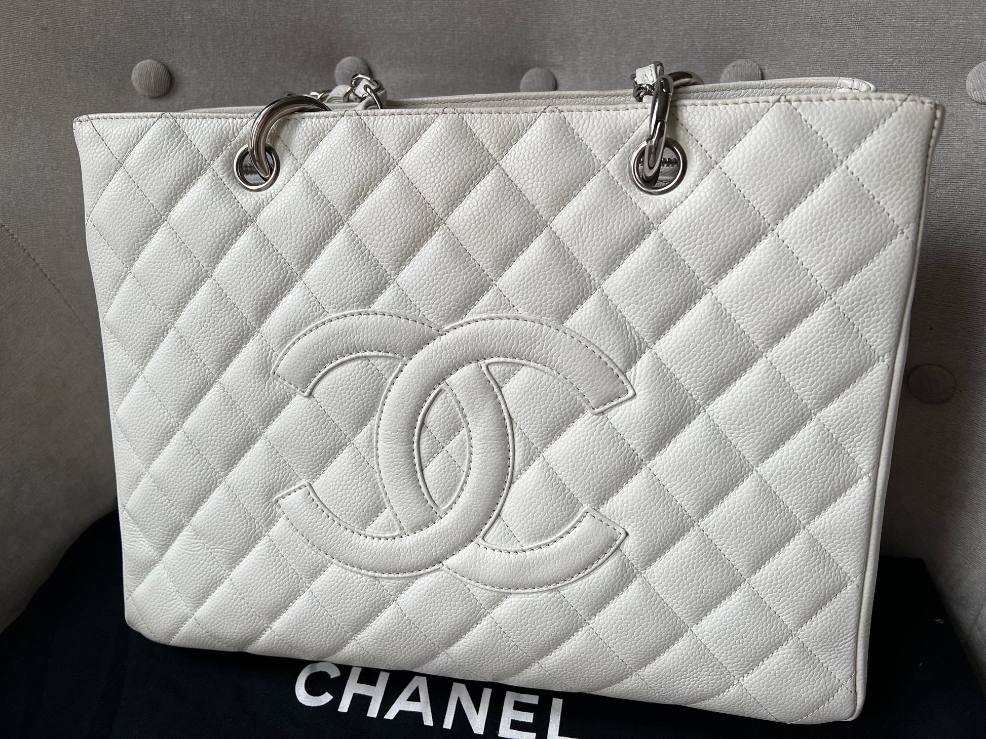 Chanel White Caviar Grand Shopper Tote (GST) - 6