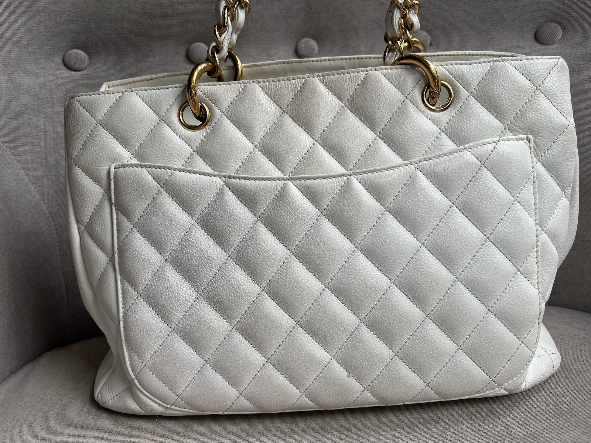 Chanel White Caviar Grand Shopper Tote (GST) - 9