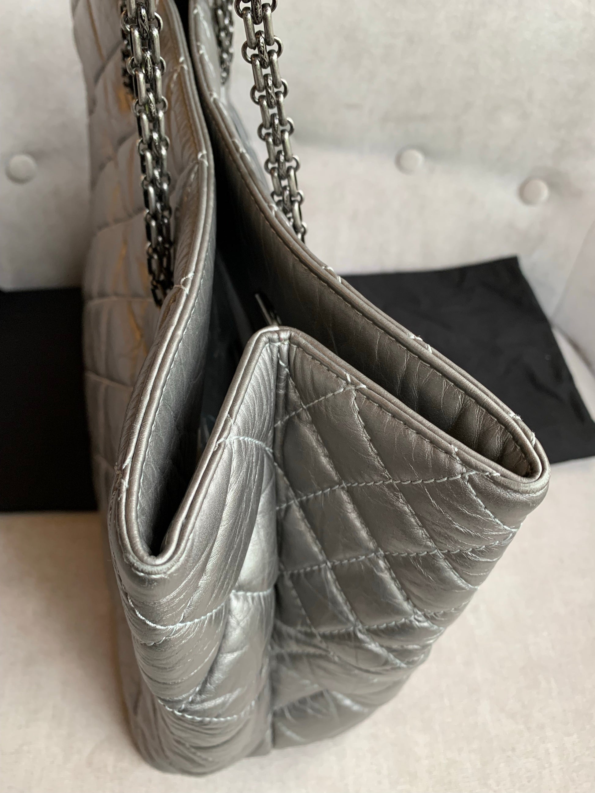 Chanel Large 2.55 Silver Grey Reissue Chain Tote - 12