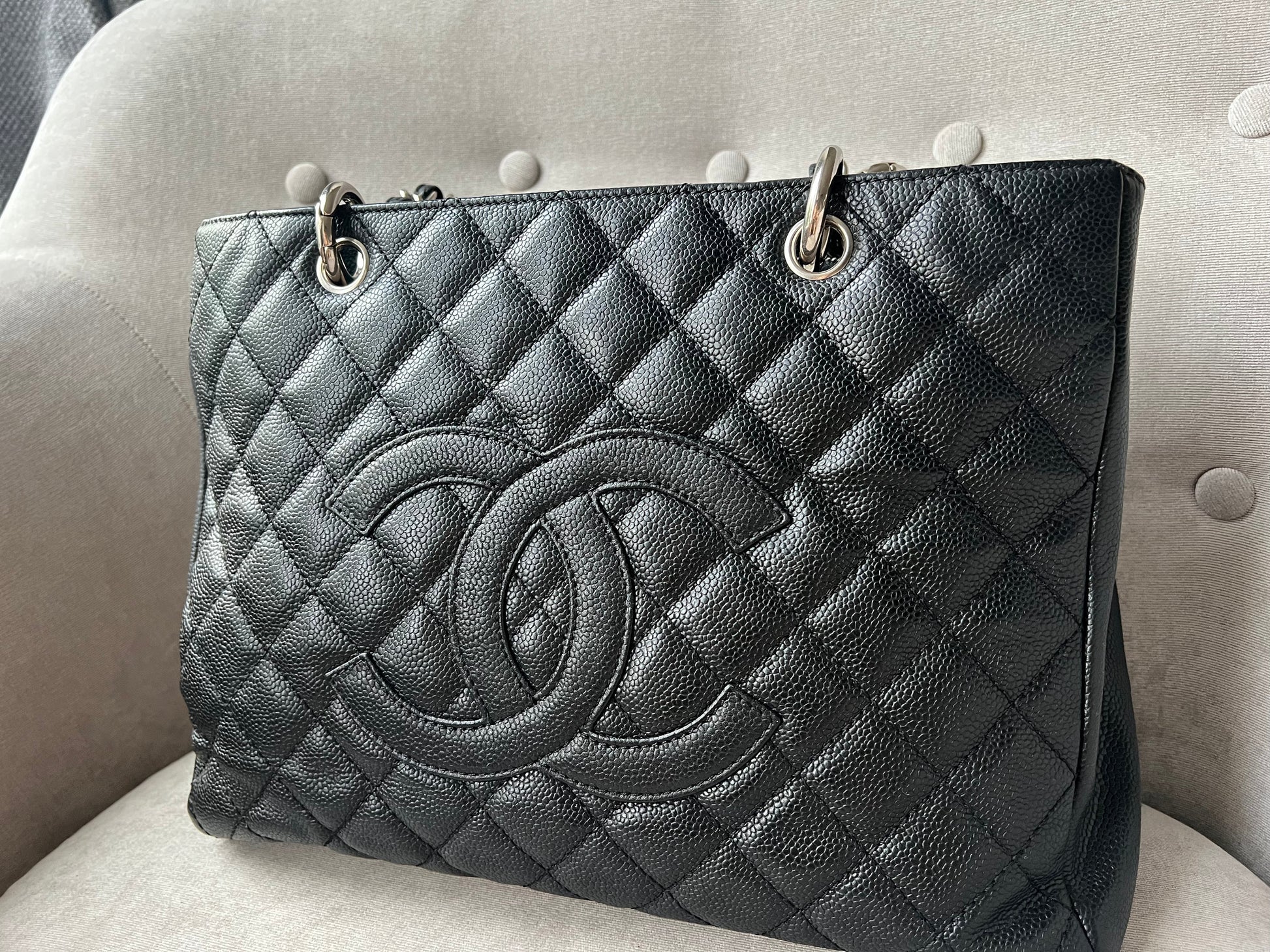 Chanel Black Caviar Grand Shopper Tote (GST) Silver Hardware - 5