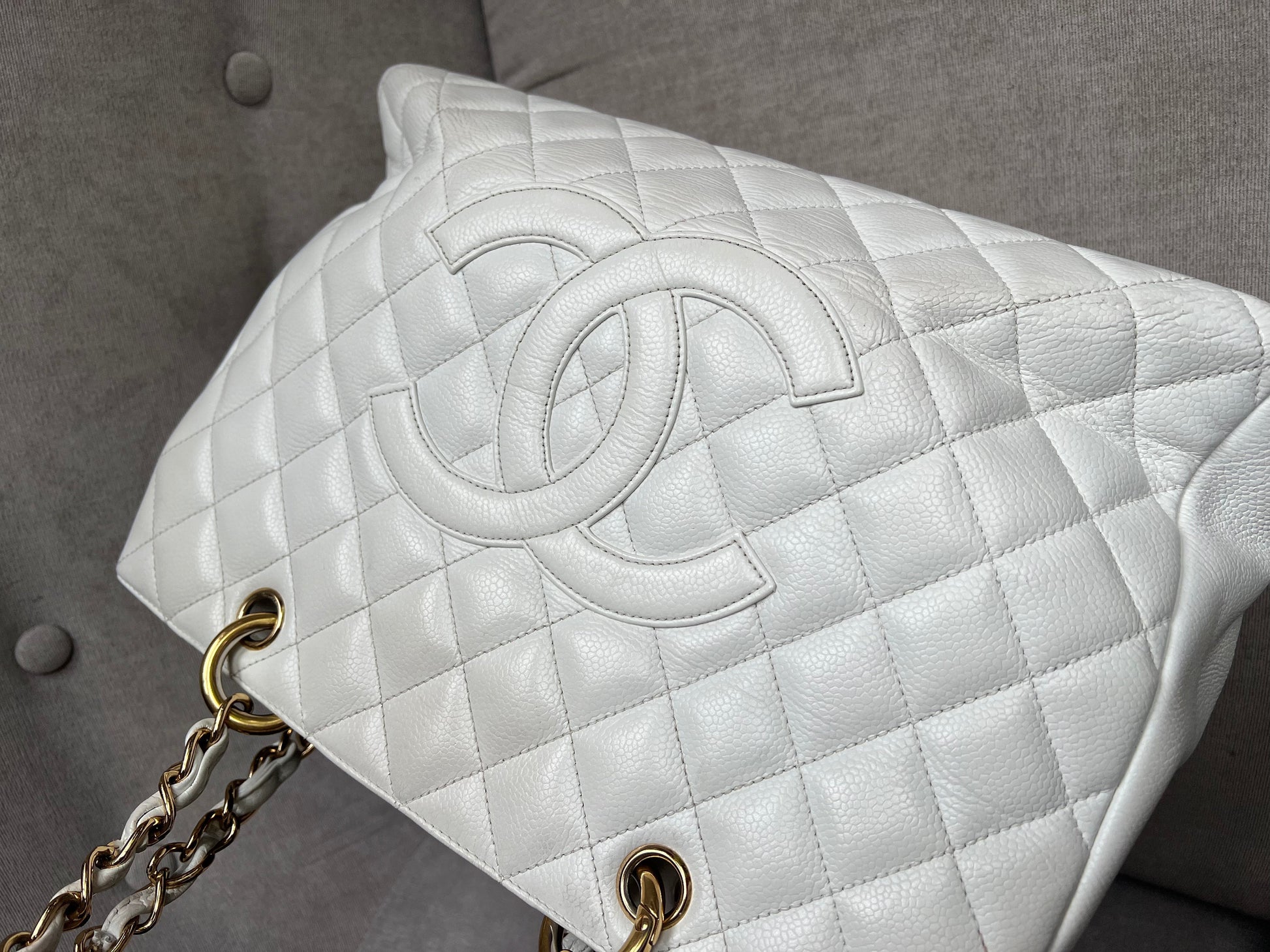 Chanel White Caviar Grand Shopper Tote (GST) - 5