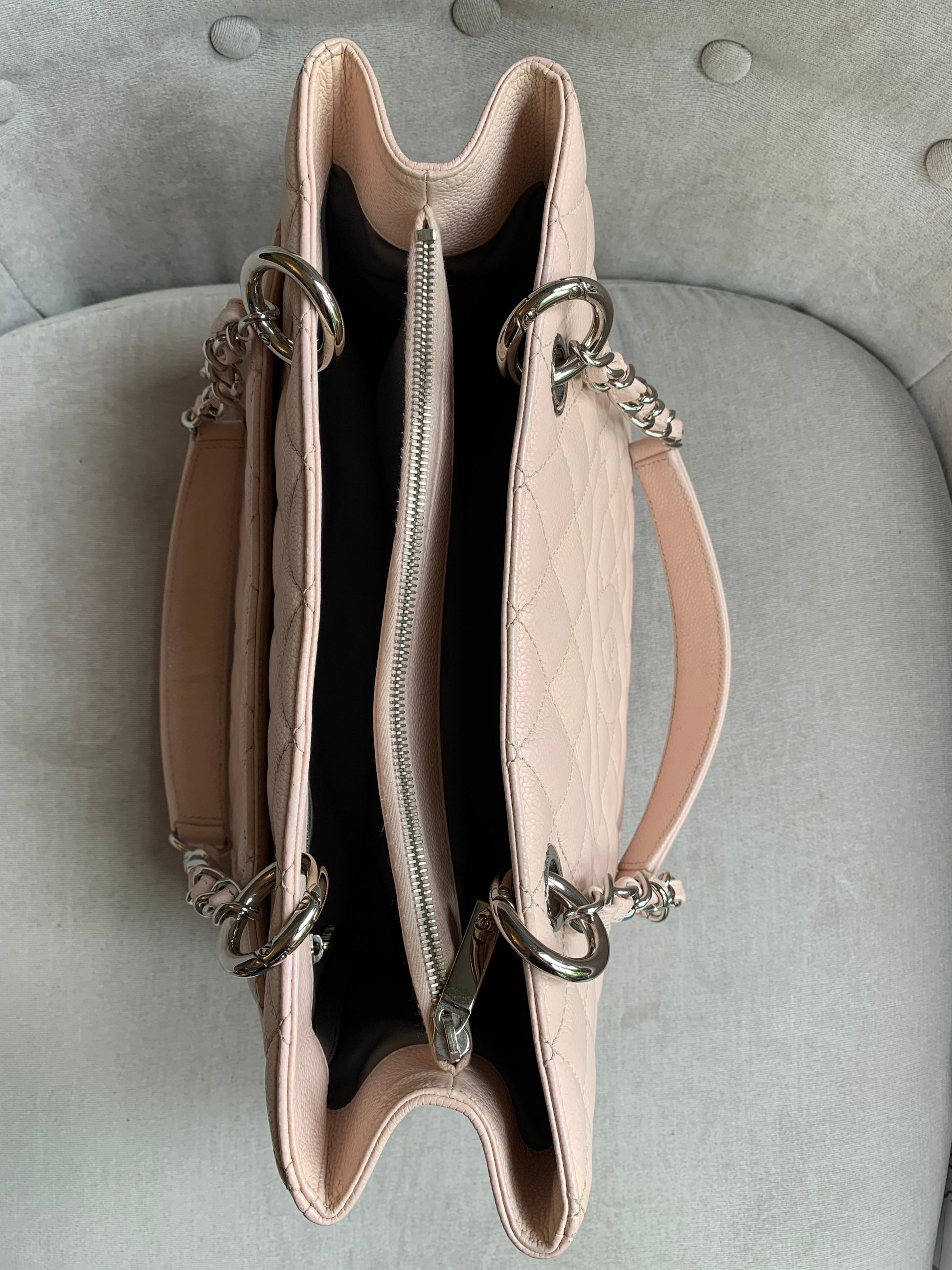 Chanel Light Pink Caviar Grand Shopper Tote with silver hardware (GST) - 20