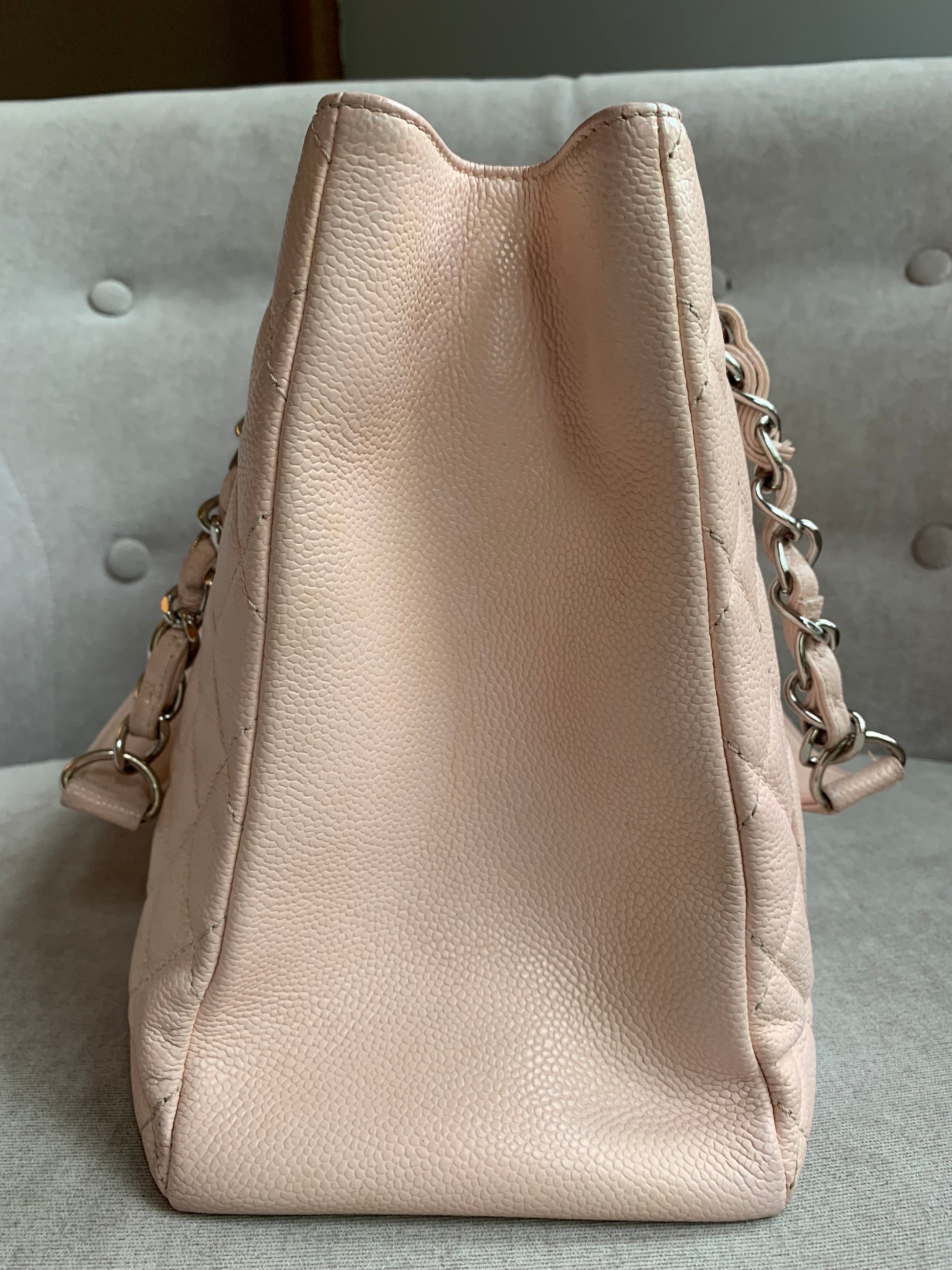Chanel Light Pink Caviar Grand Shopper Tote with silver hardware (GST) - 9