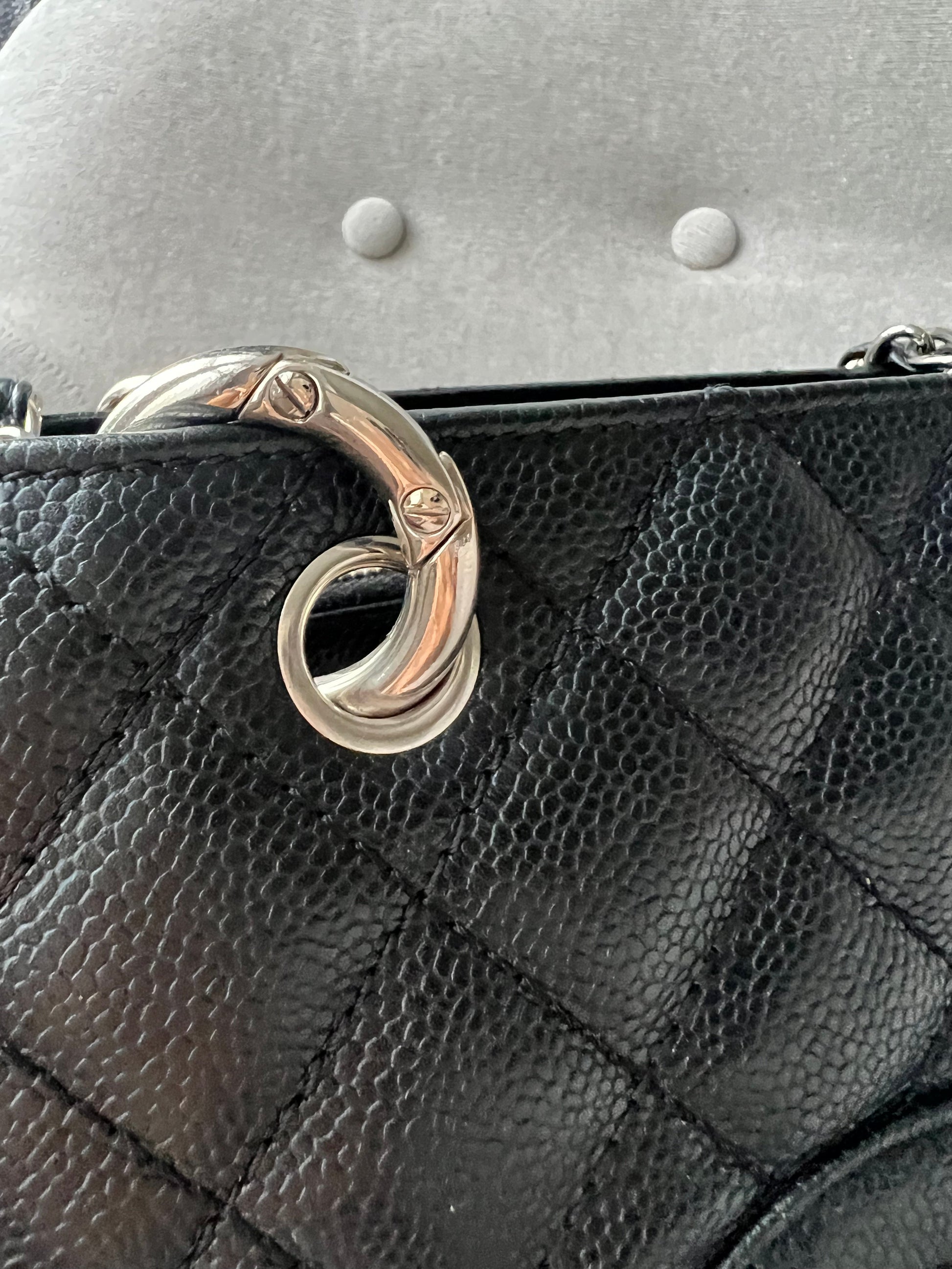 Chanel Black Caviar Grand Shopper Tote (GST) Silver Hardware - 12