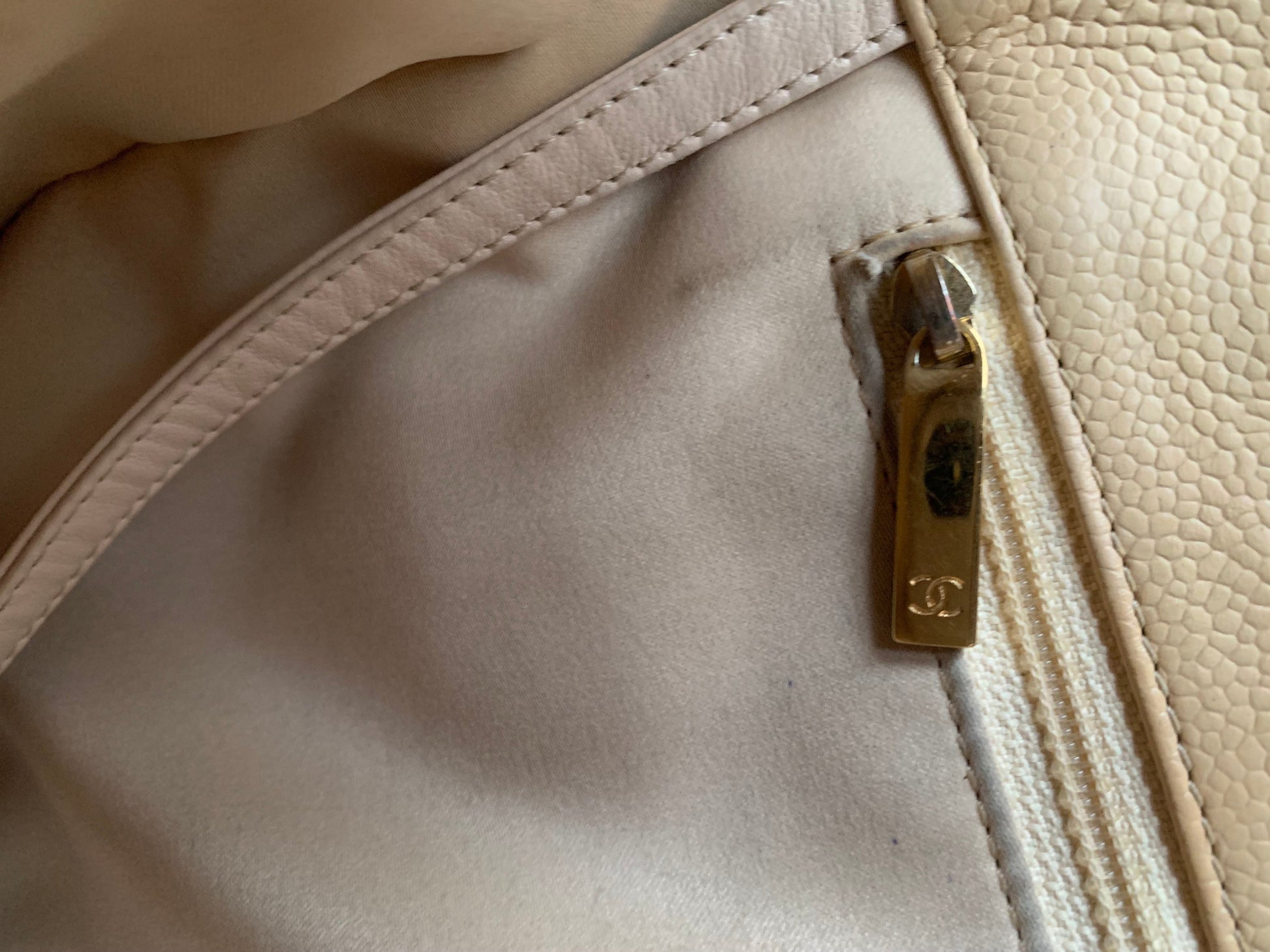 Chanel Beige Caviar Grand Shopper Tote with gold hardware (GST) - 28