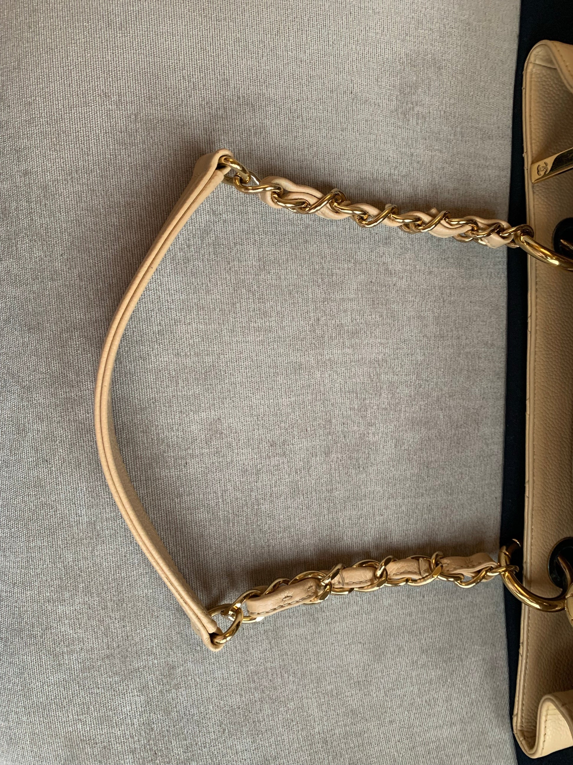 Chanel Beige Caviar Grand Shopper Tote with gold hardware (GST) - 32