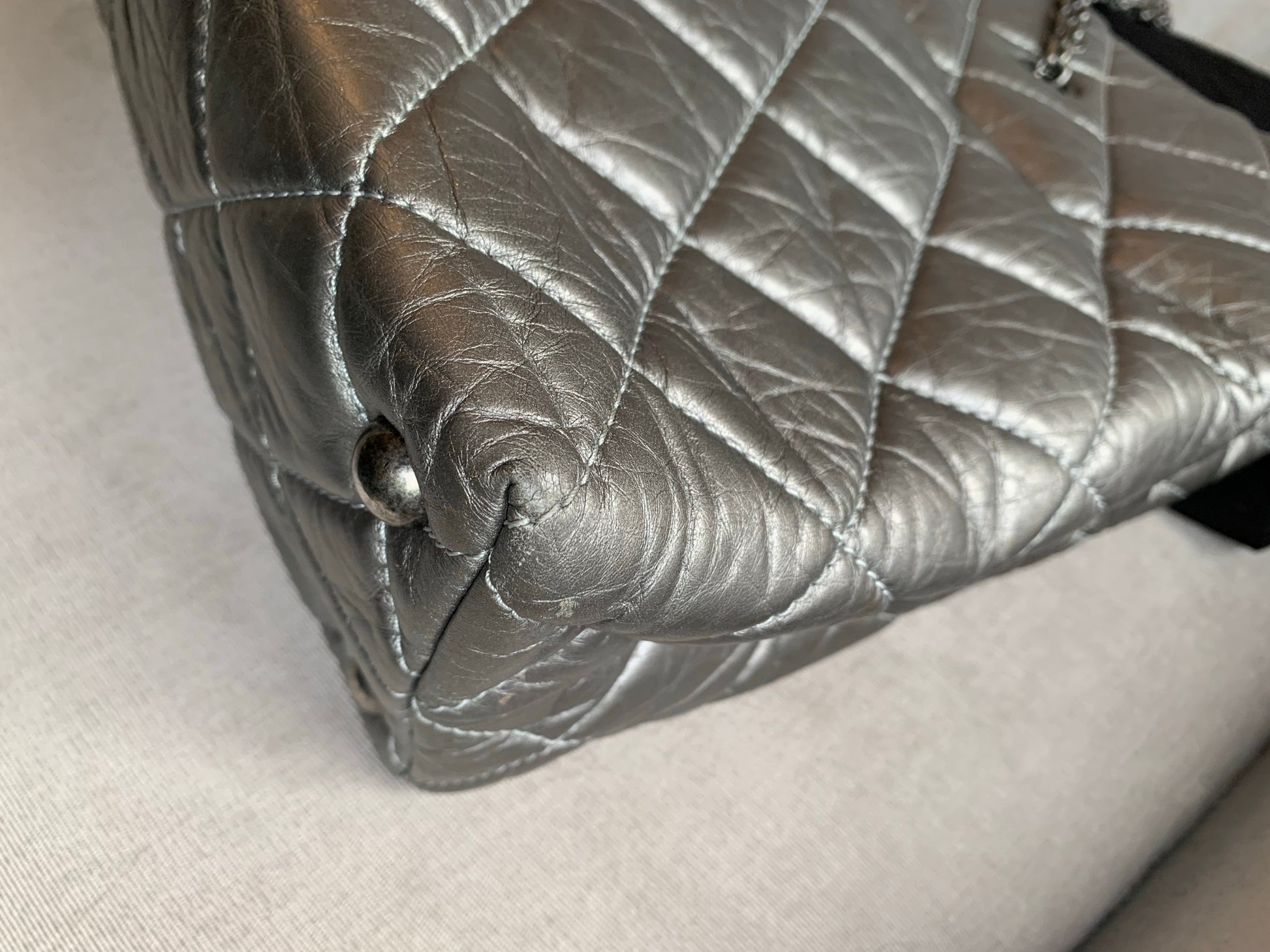 Chanel Large 2.55 Silver Grey Reissue Chain Tote - 24