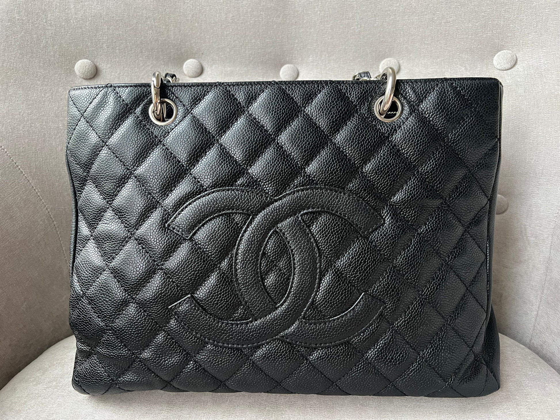 Chanel Black Caviar Grand Shopper Tote (GST) Silver Hardware - 4