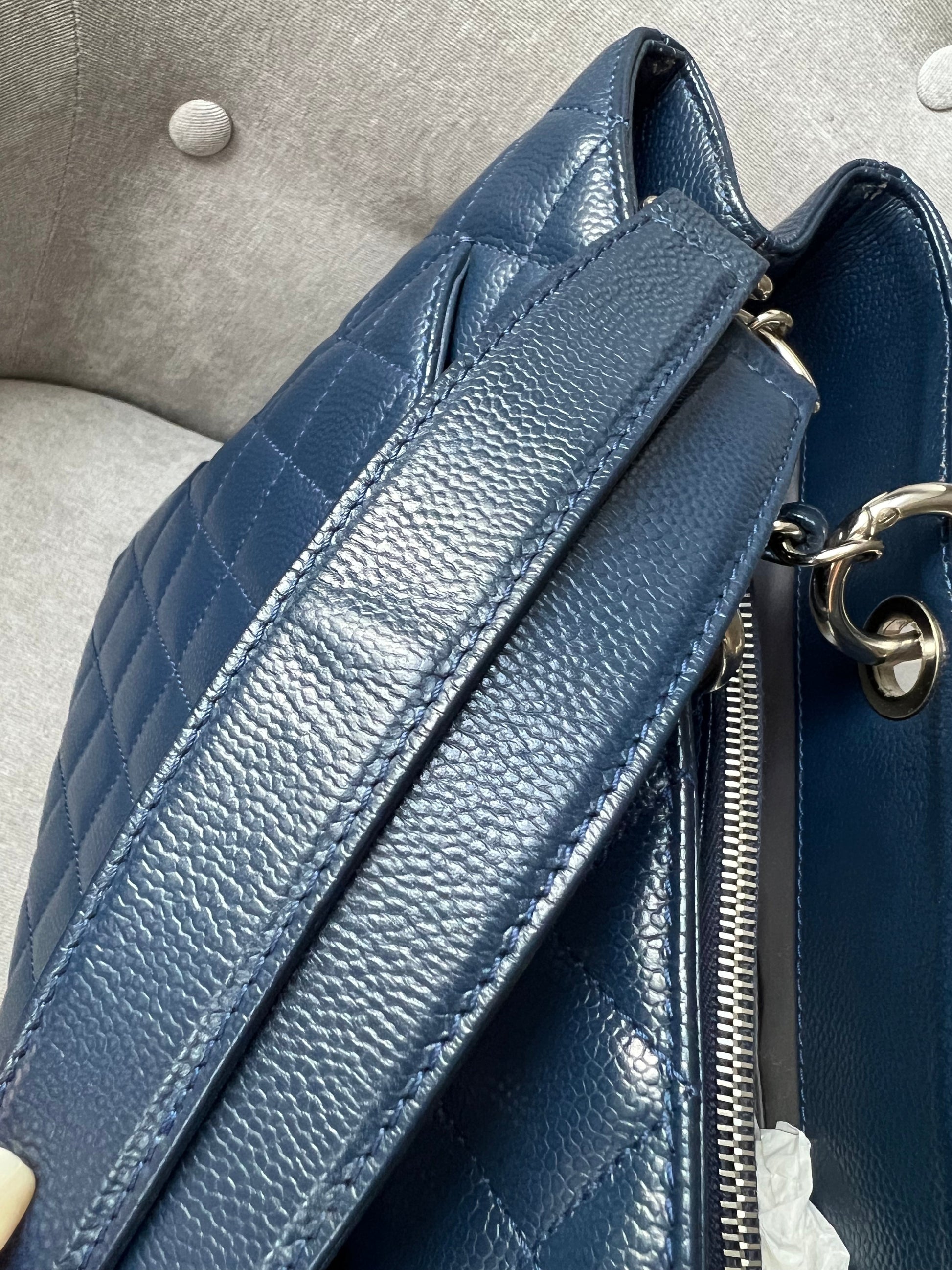 Chanel XL Dark Blue Caviar Grand Shopper Tote (GST) - 14